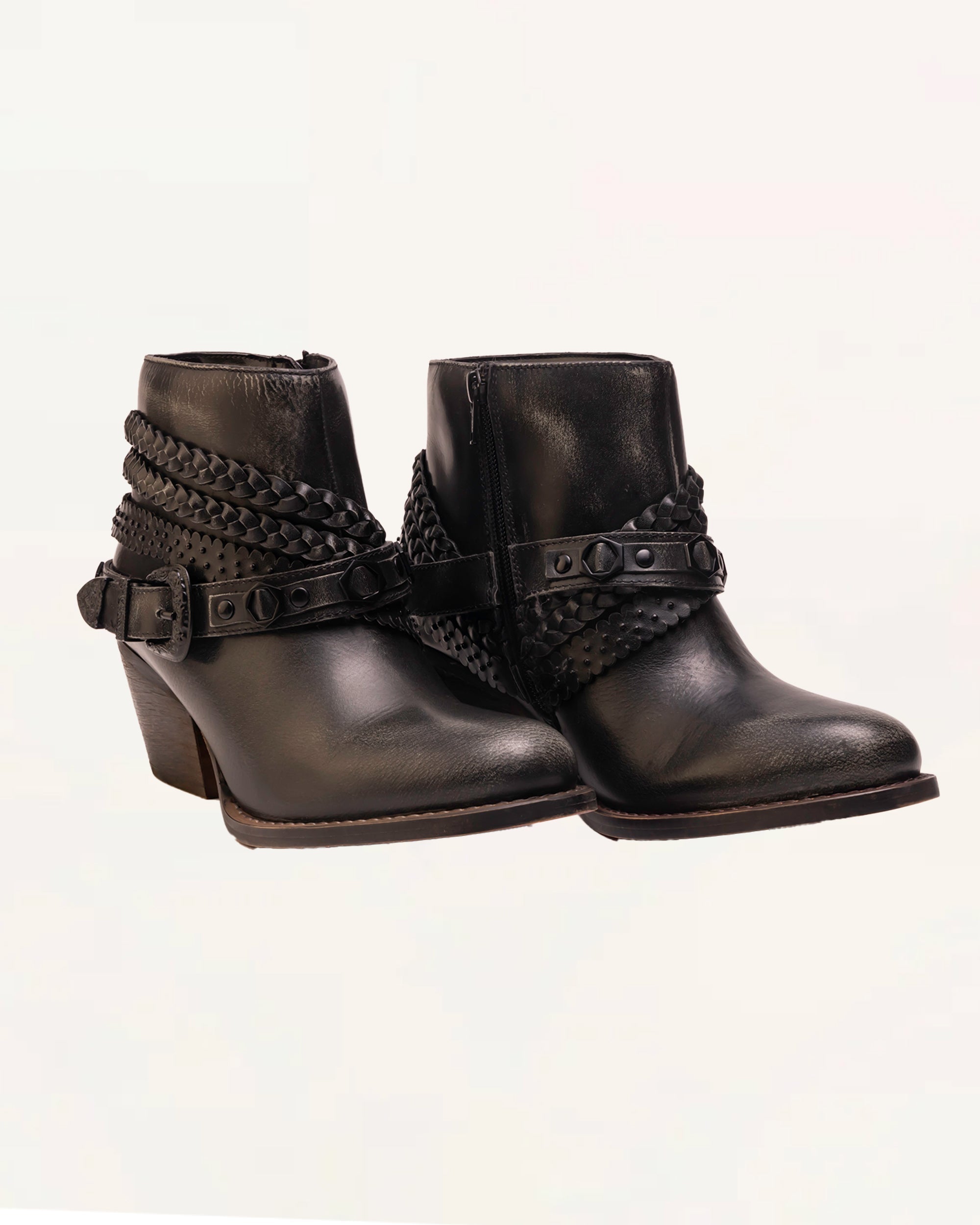 Marlene Ankle Booties In Calfskin - Raven