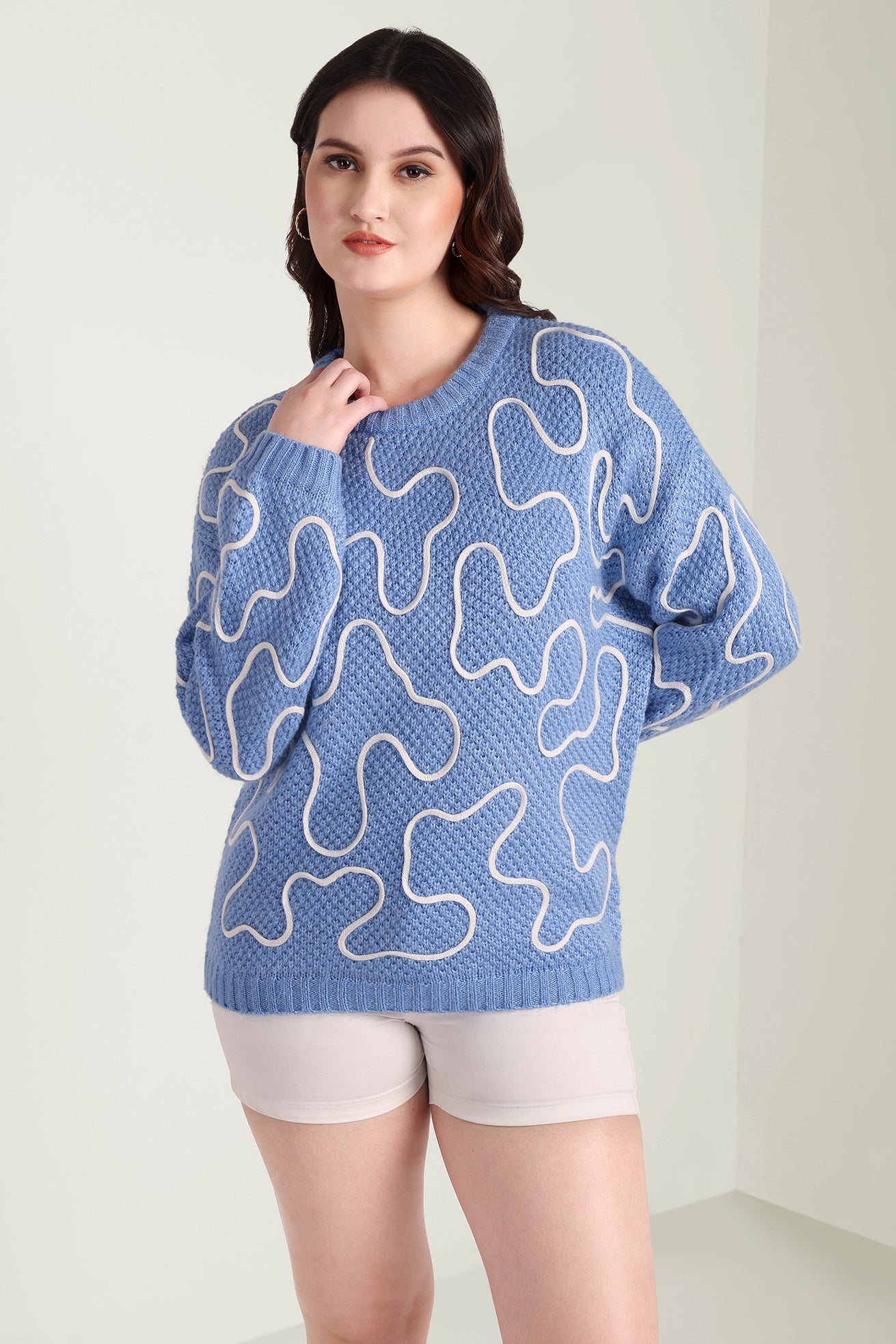 Twist of West Knitted Sweater in Blue