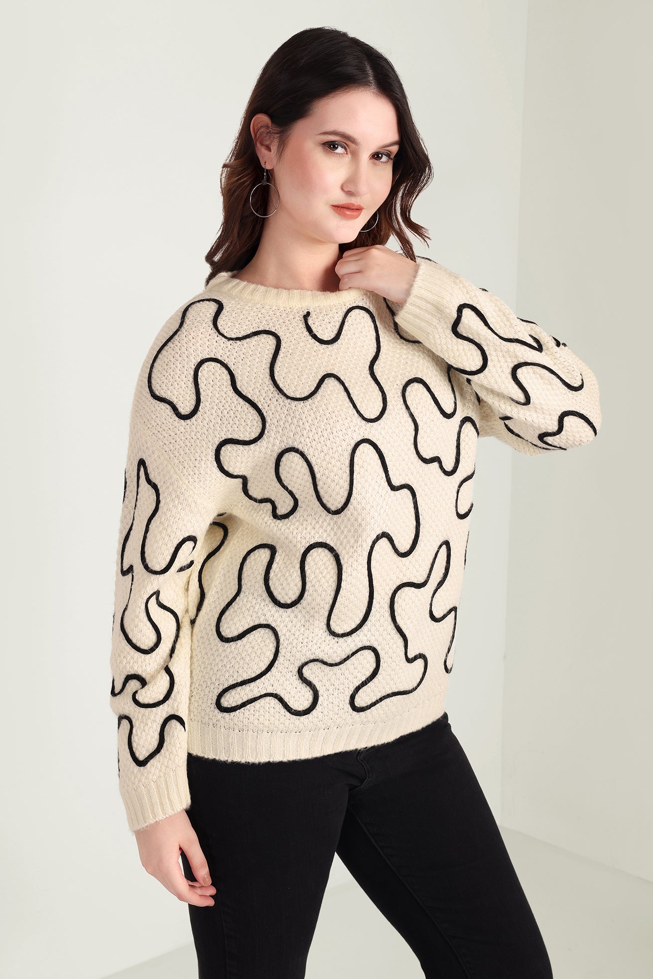Twist of West Knitted Sweater in Canyon White