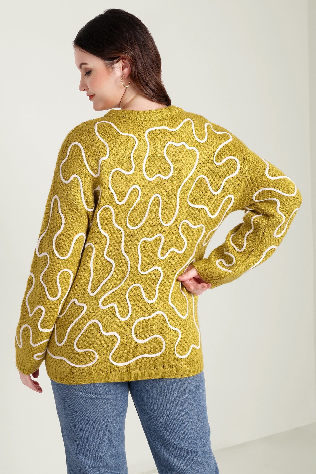 Twist of West Knitted Sweater in Yellow