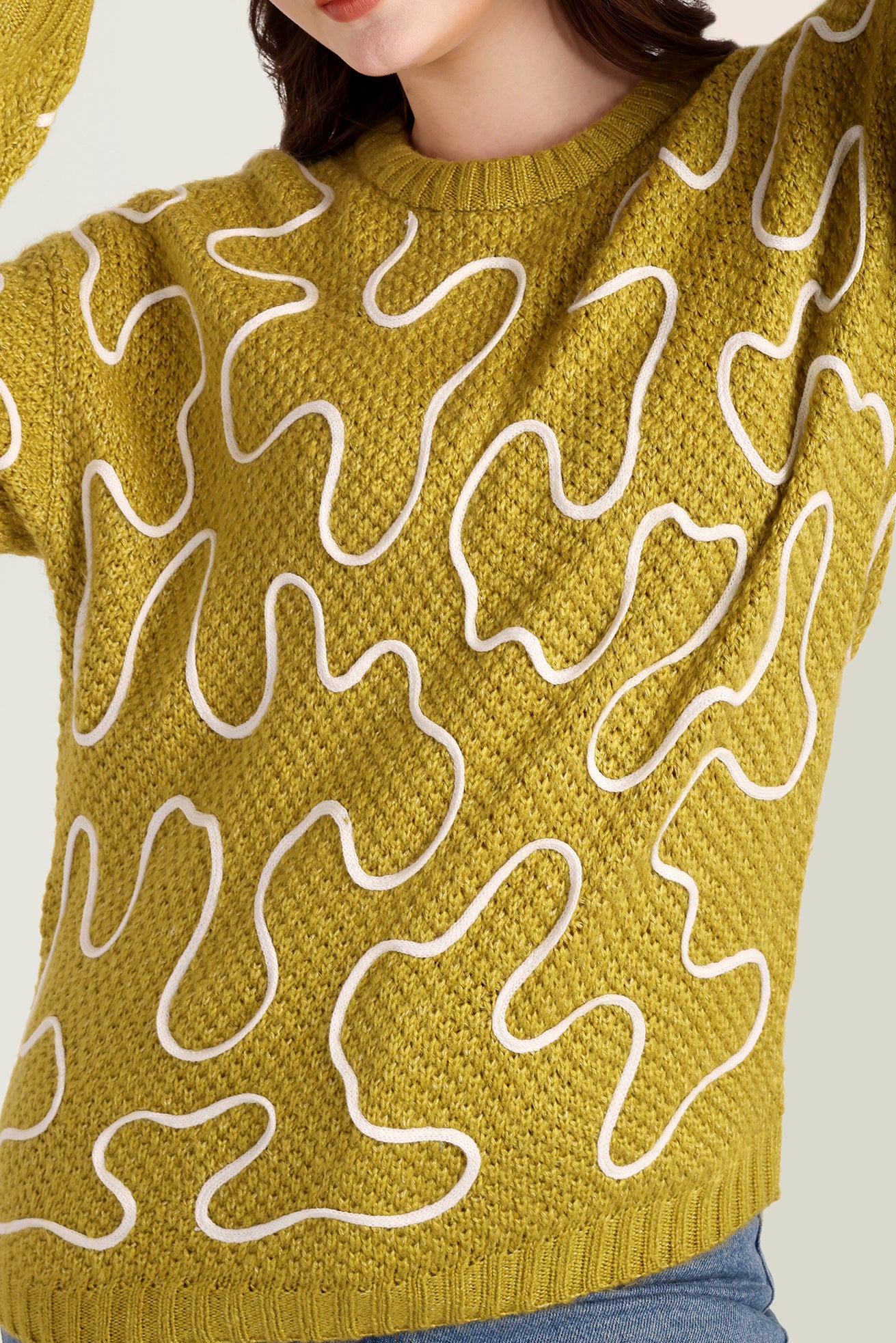 Twist of West Knitted Sweater in Yellow