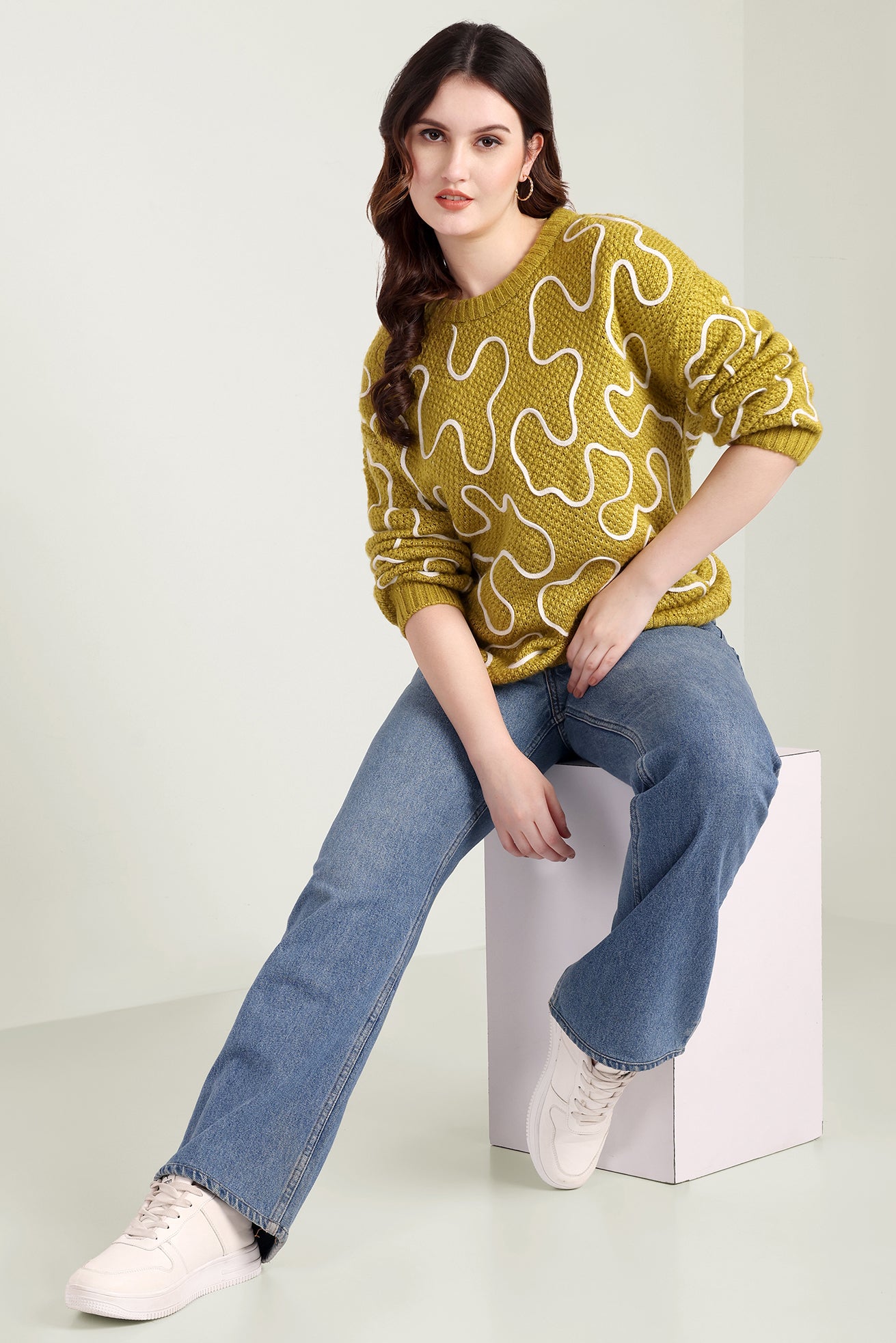 Twist of West Knitted Sweater in Yellow