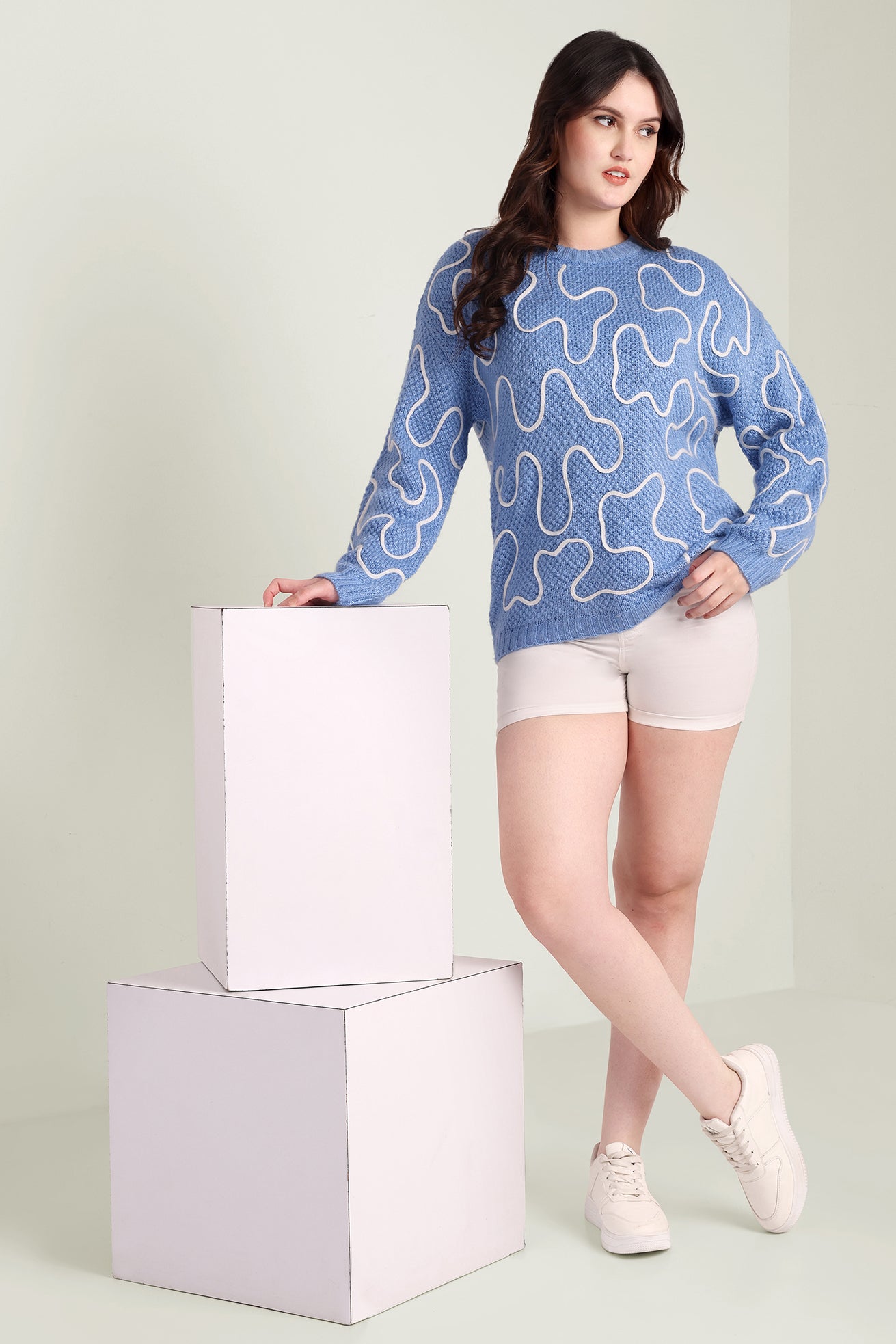 Twist of West Knitted Sweater in Blue