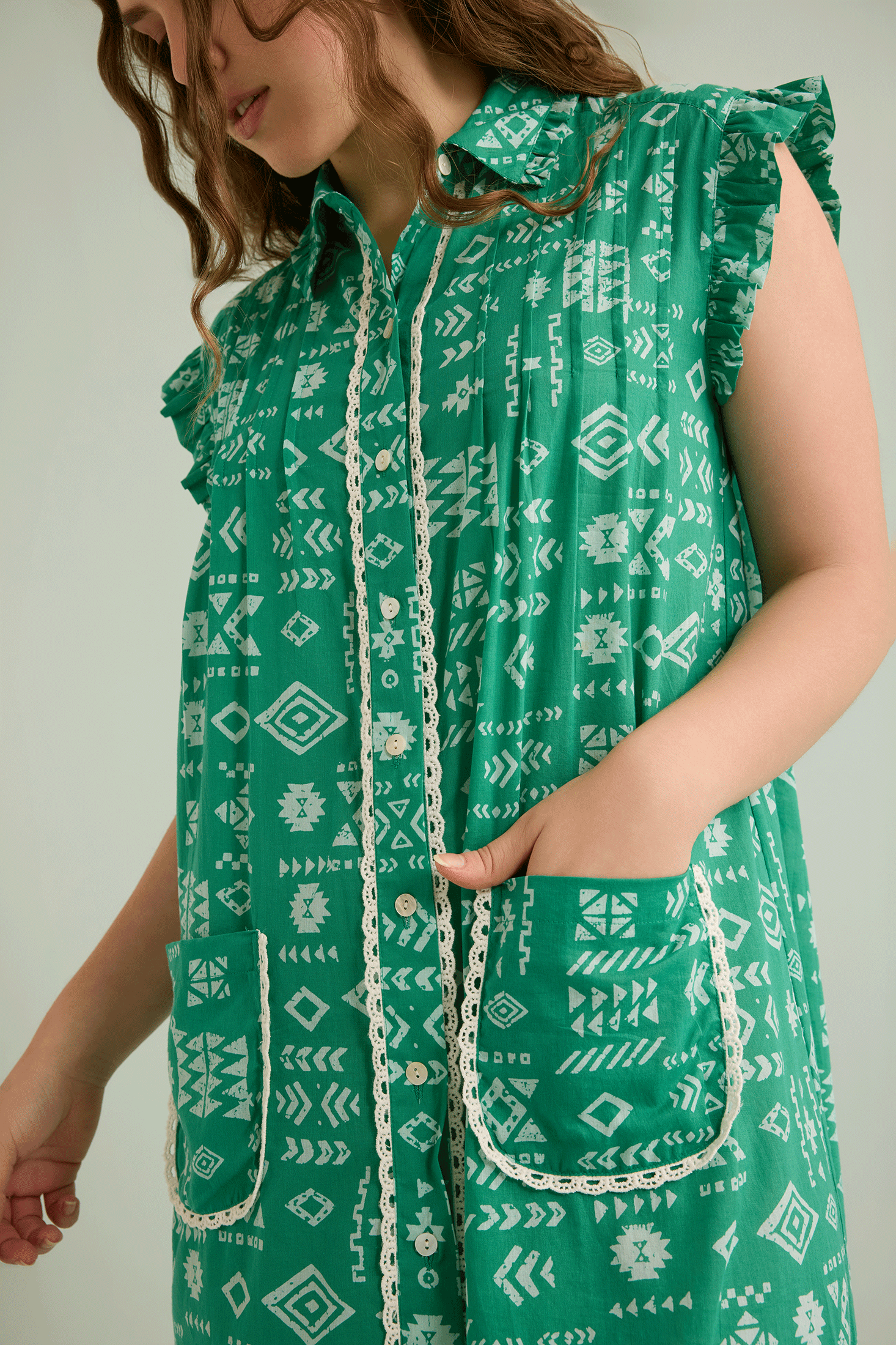 Kimberly Geometric Dress In Turquoise