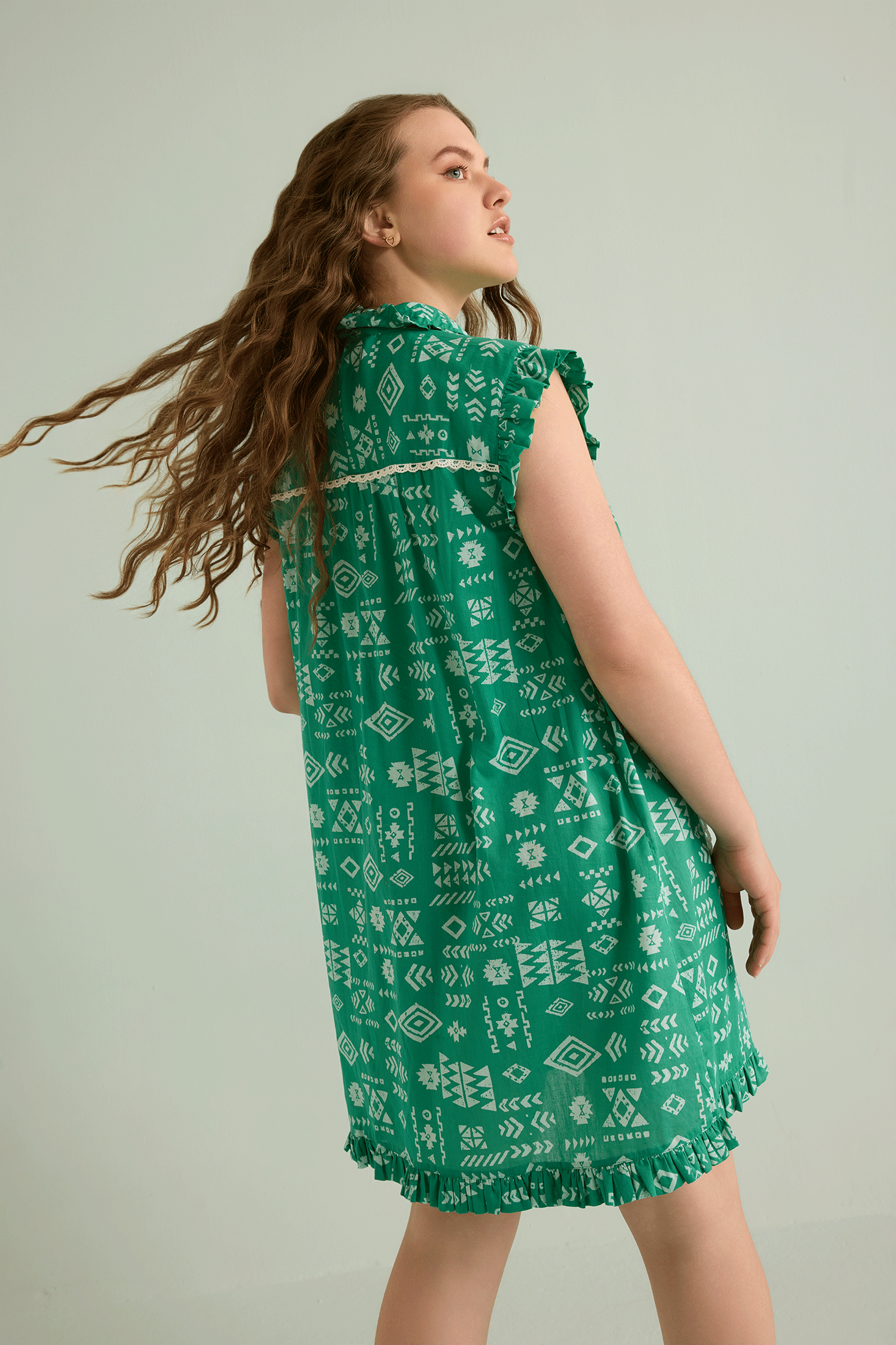 Kimberly Geometric Dress In Turquoise