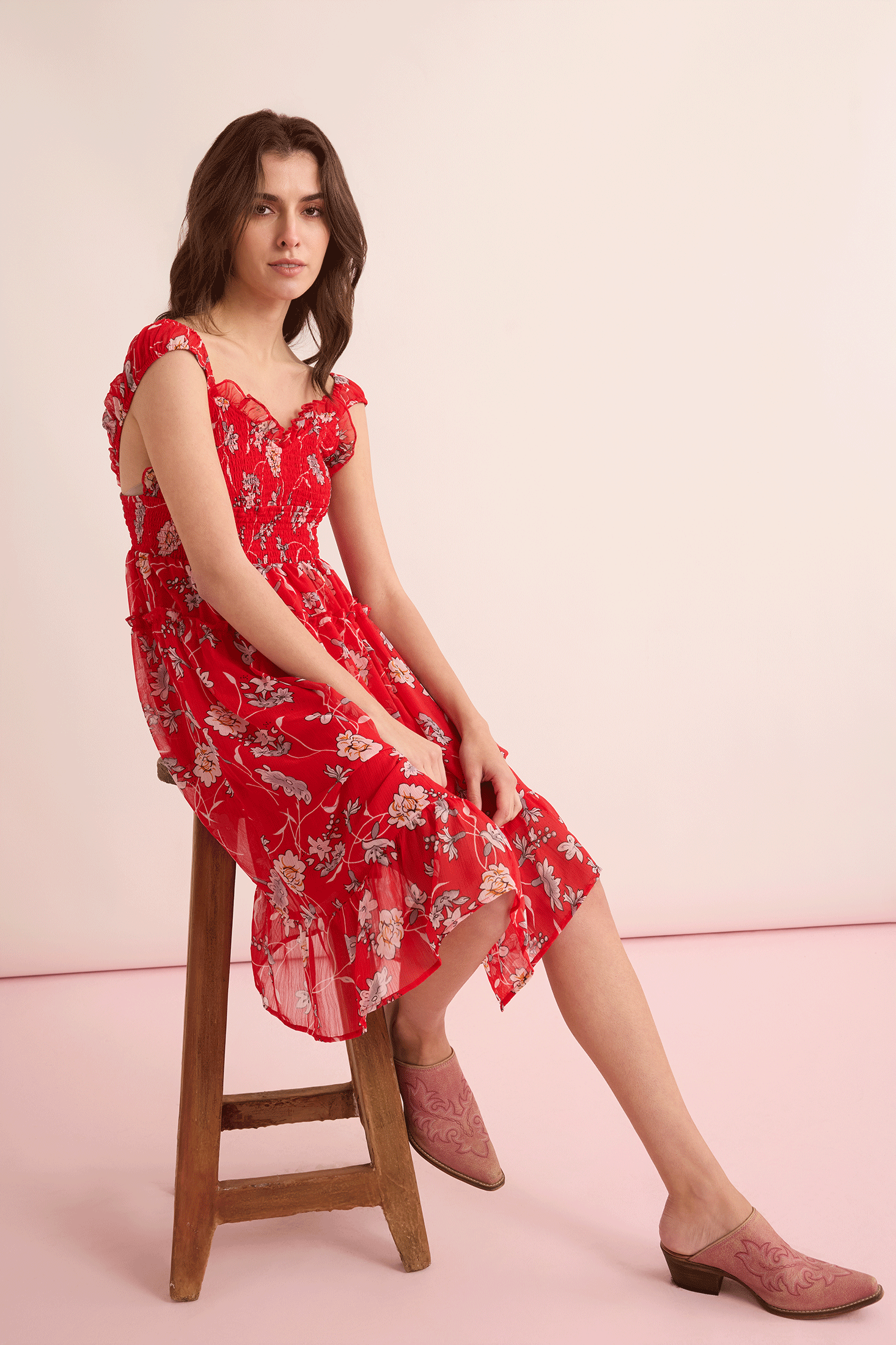 Rosalee's Meadow Dress In Red