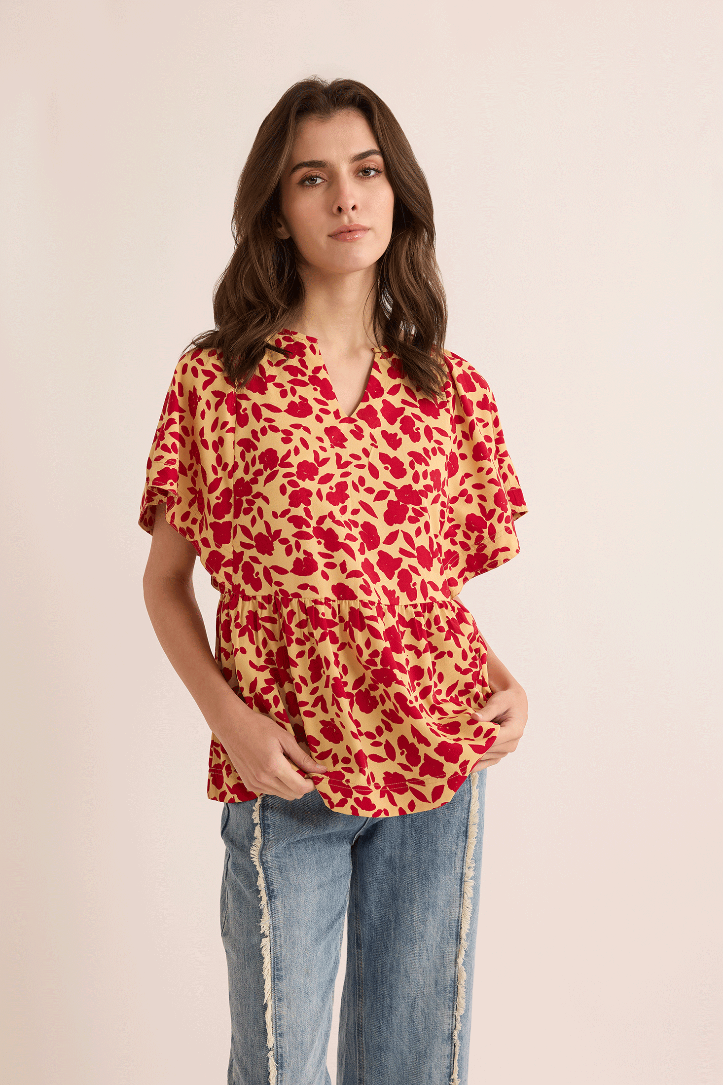 Allison Blue Top In Red