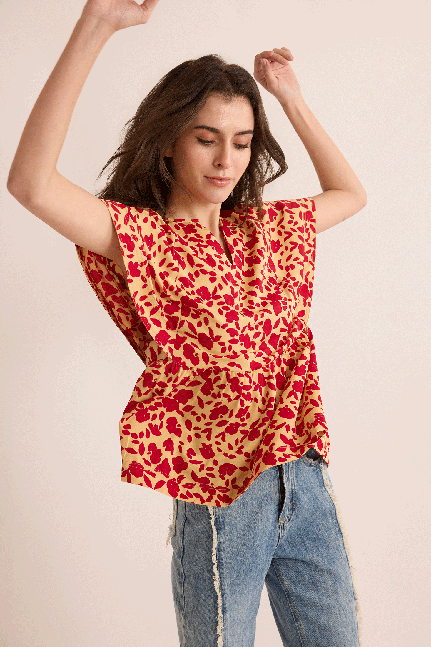 Allison Blue Top In Red