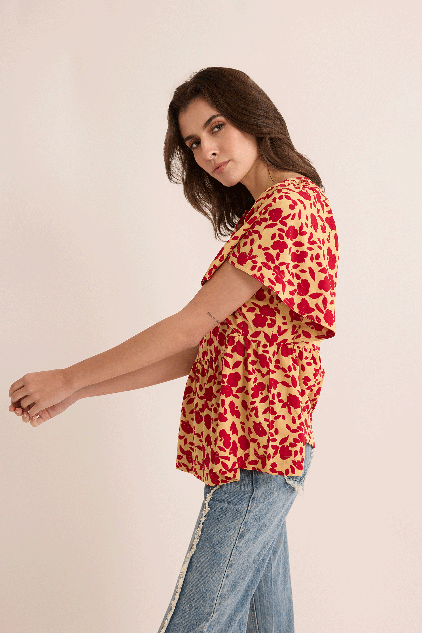 Allison Blue Top In Red