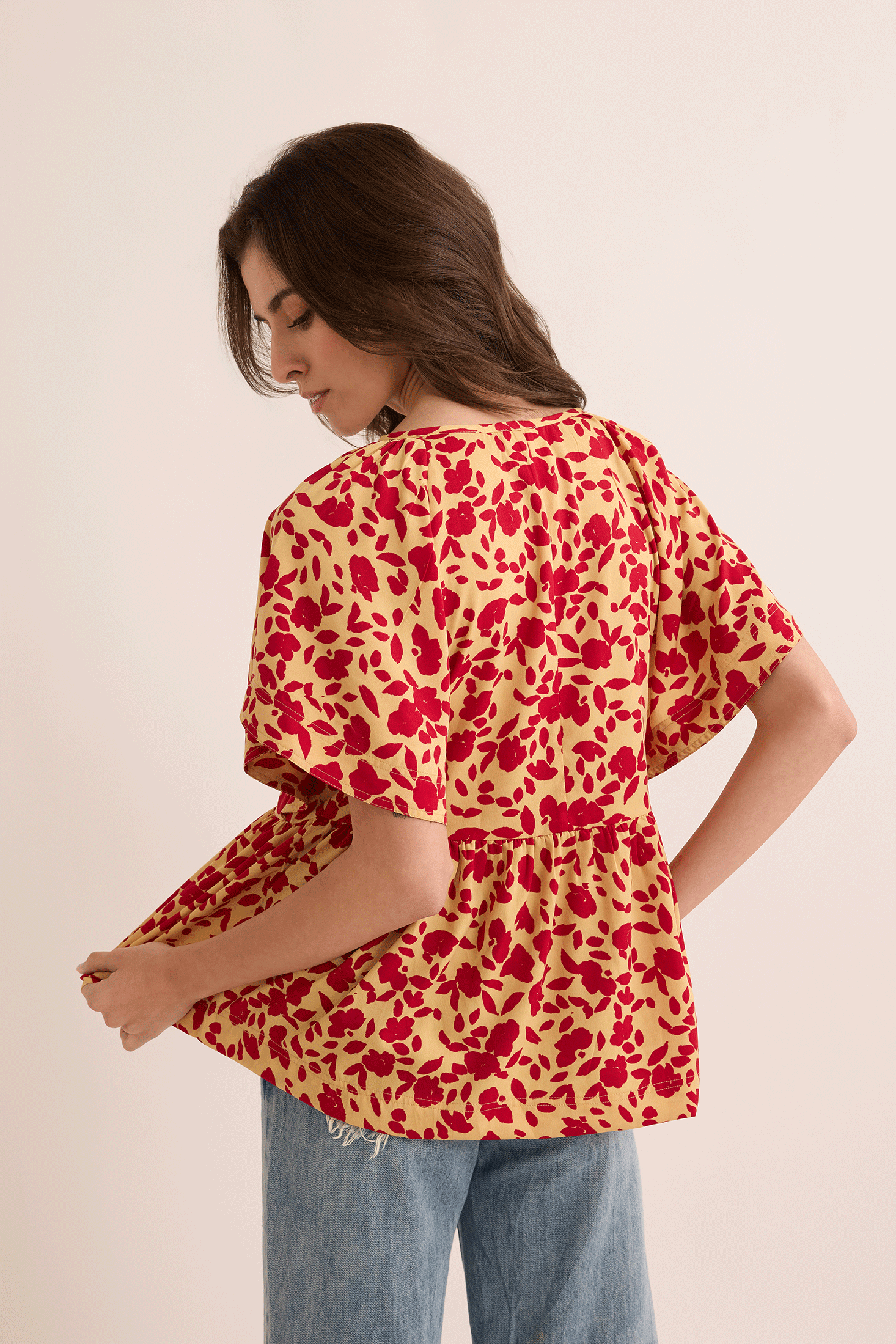 Allison Blue Top In Red