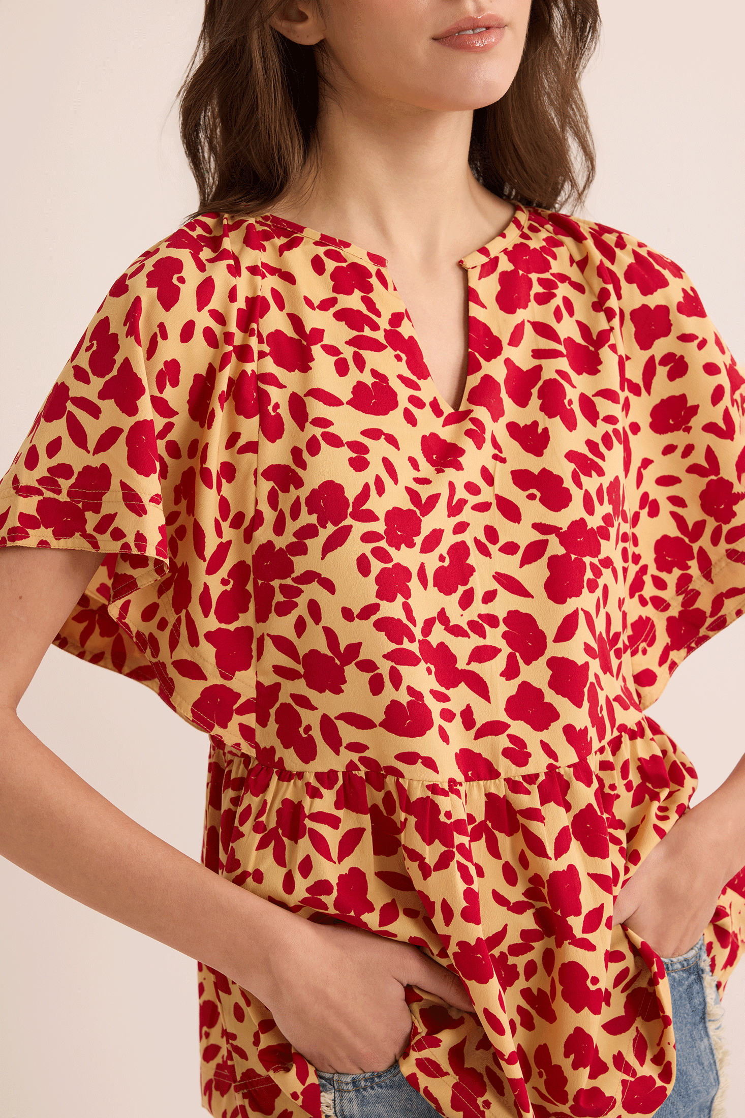 Allison Blue Top In Red