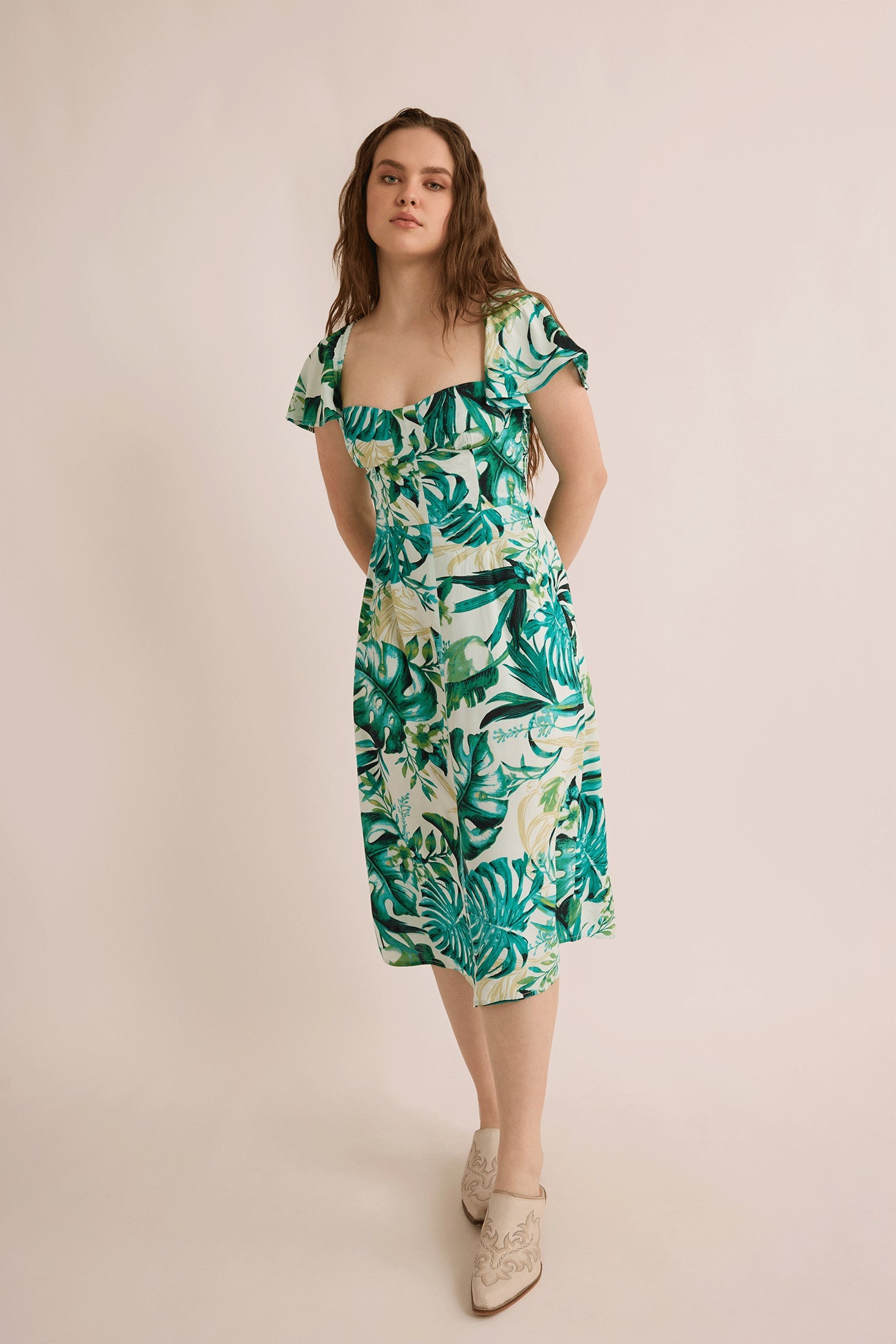 Andrea's Adventure Empire Waist Dress In Multicolor