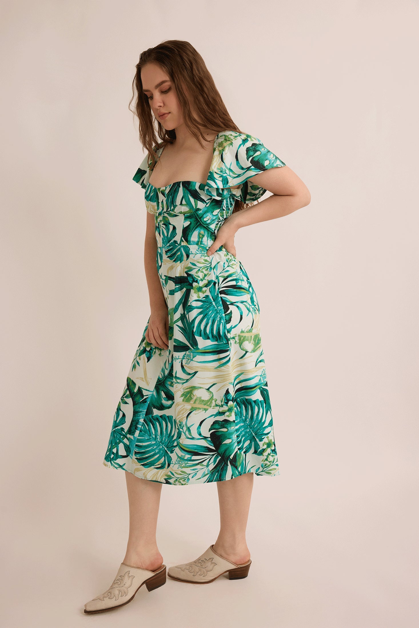 Andrea's Adventure Empire Waist Dress In Multicolor