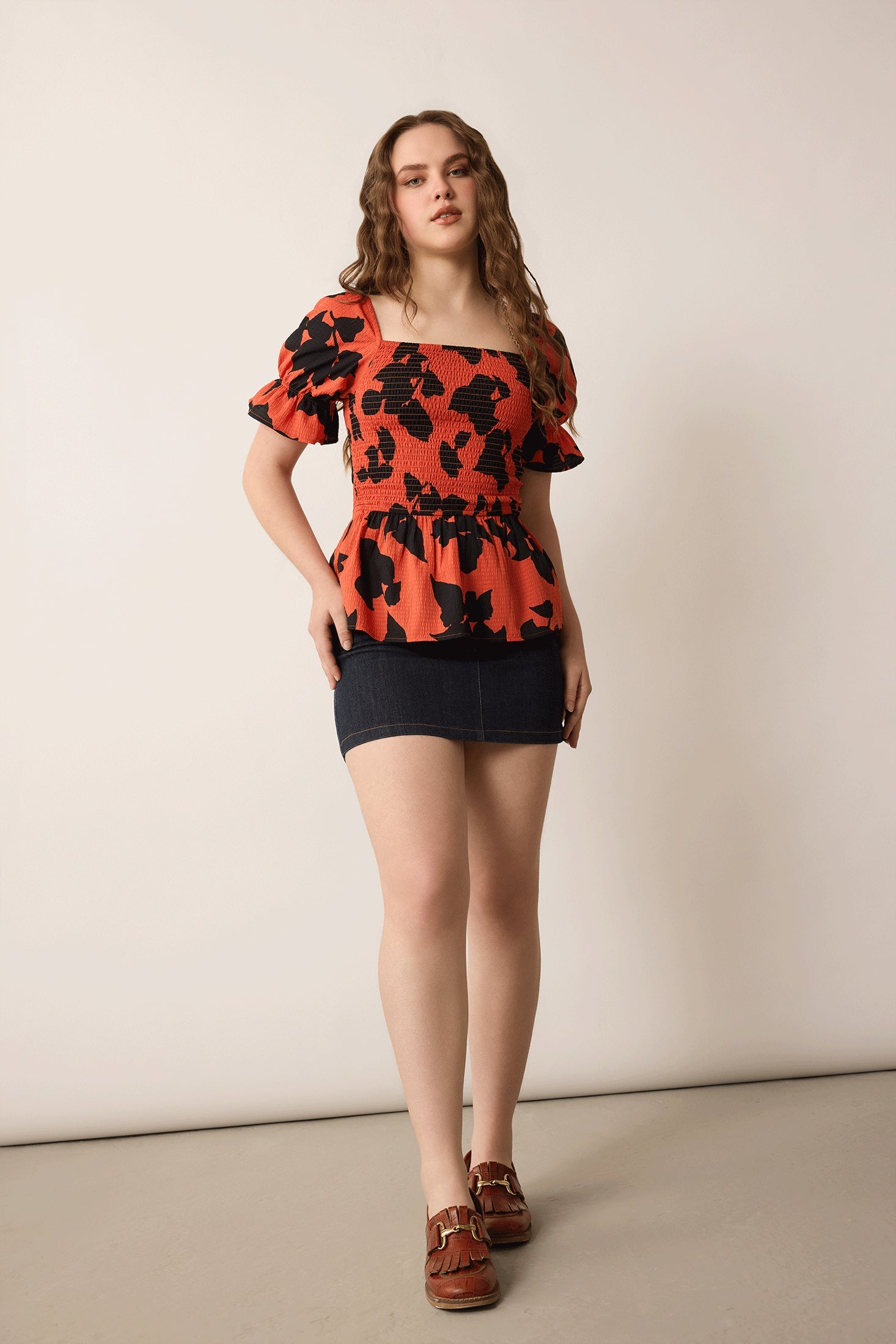 Bailey in Bold Peplum Top In Red