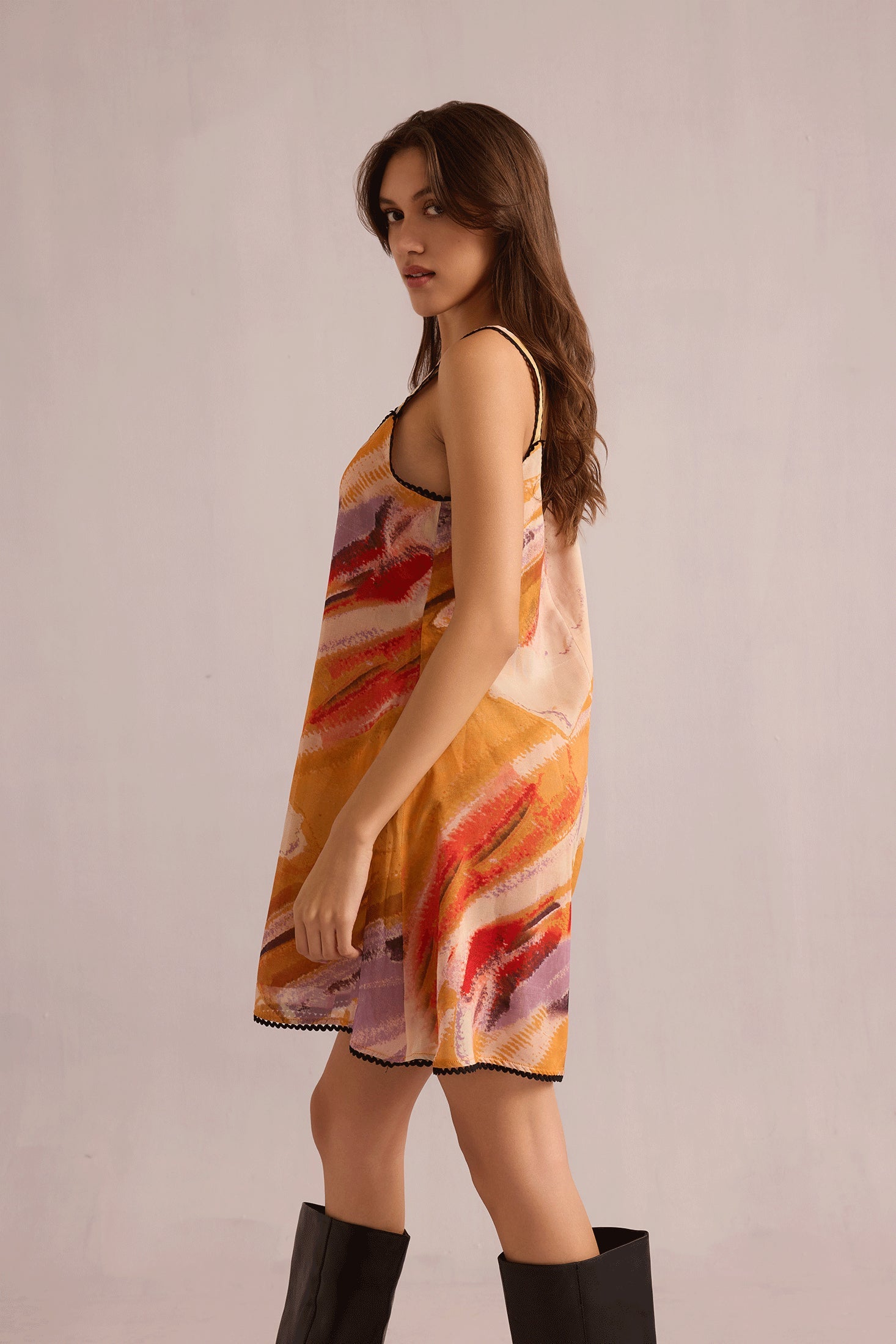 Sky Streamer A-Line Dress iN Orange