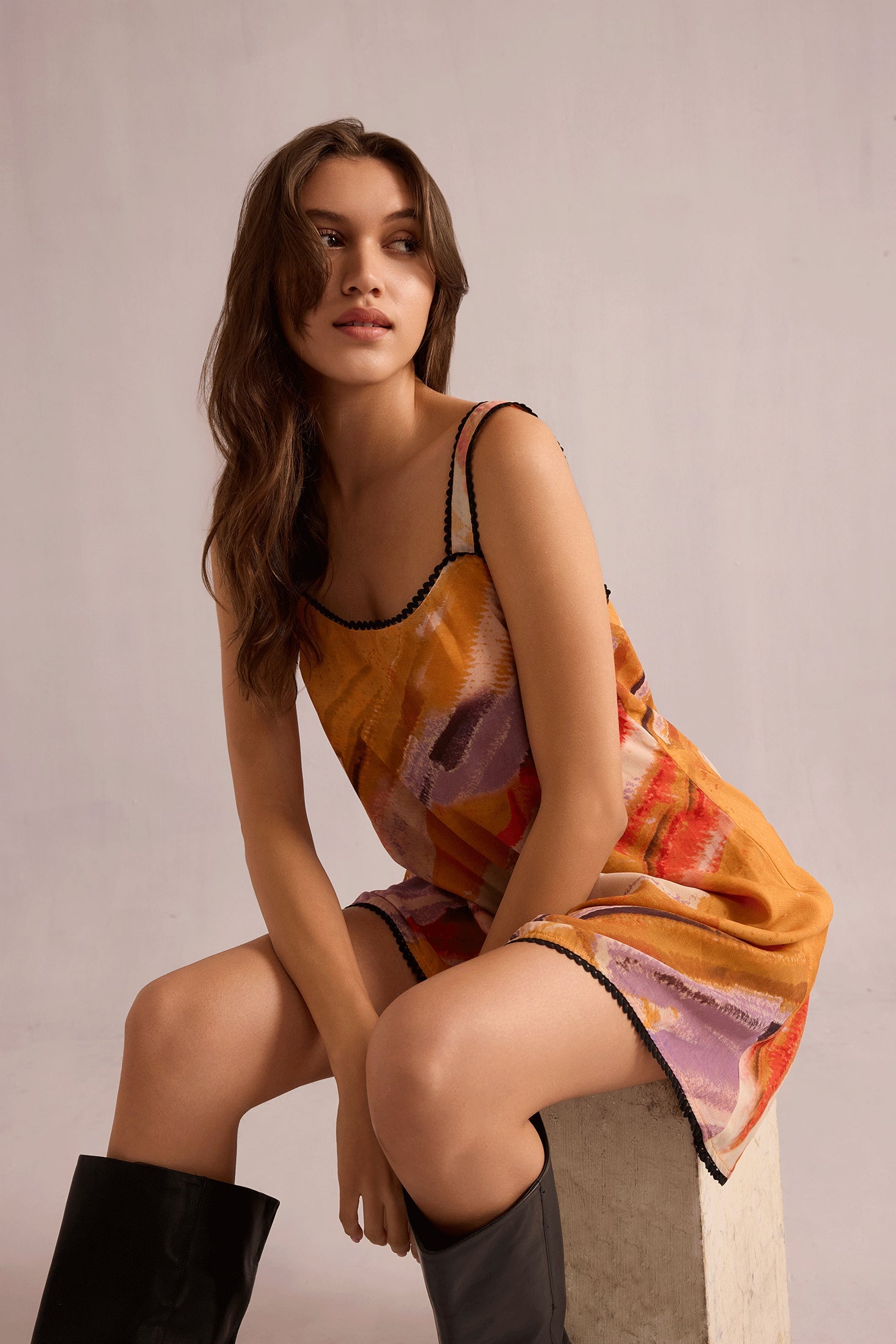 Sky Streamer A-Line Dress iN Orange