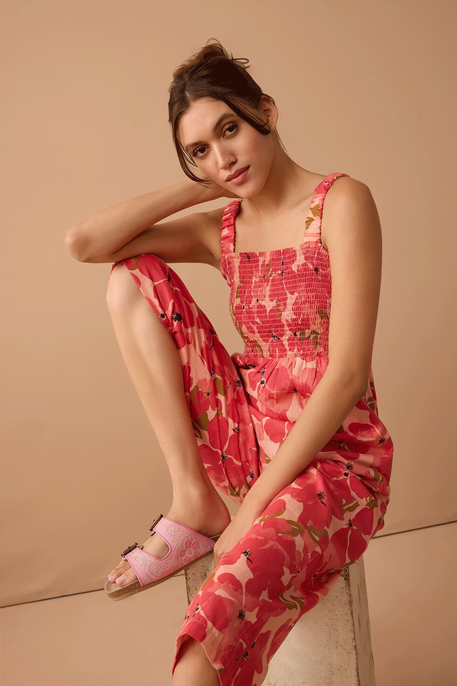 Danielle's Delight Floral Jumper In Orange