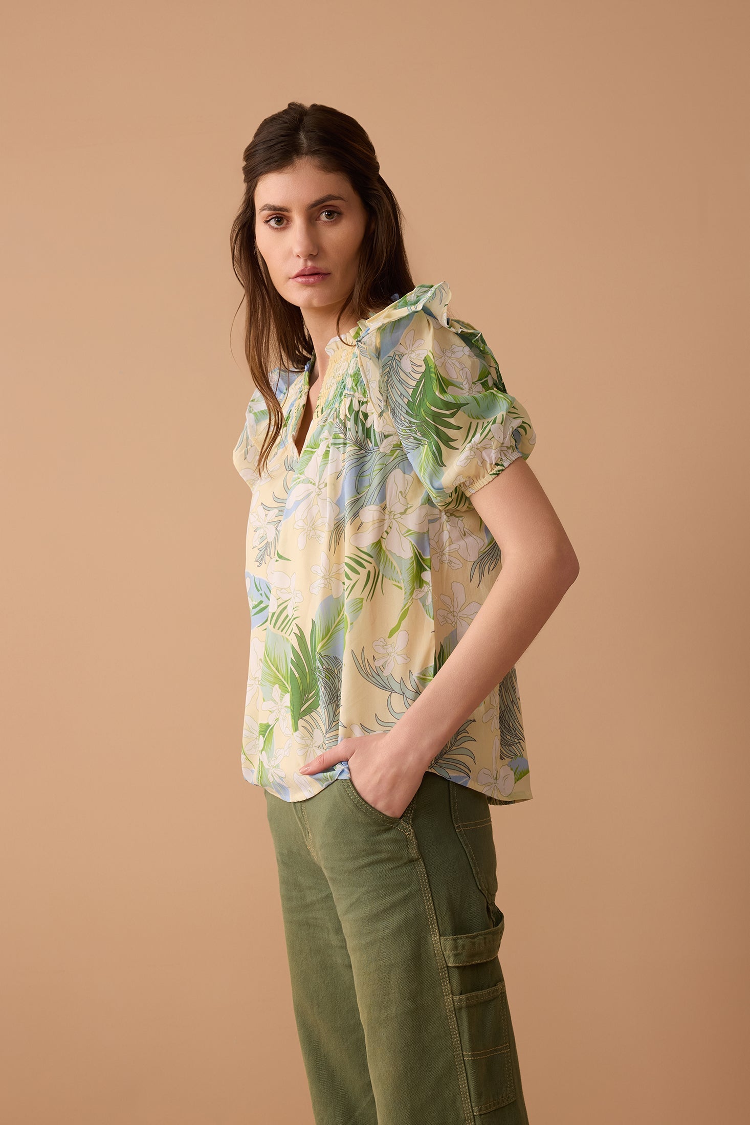 Laura Lee's Print Top In Yellow