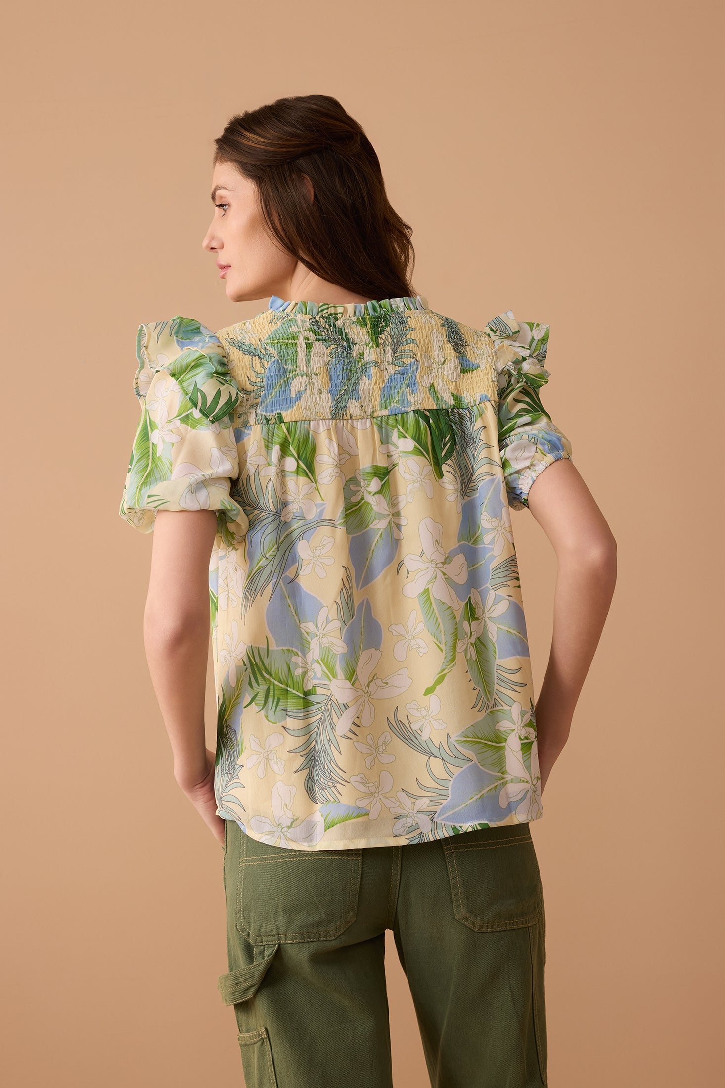 Laura Lee's Print Top In Yellow