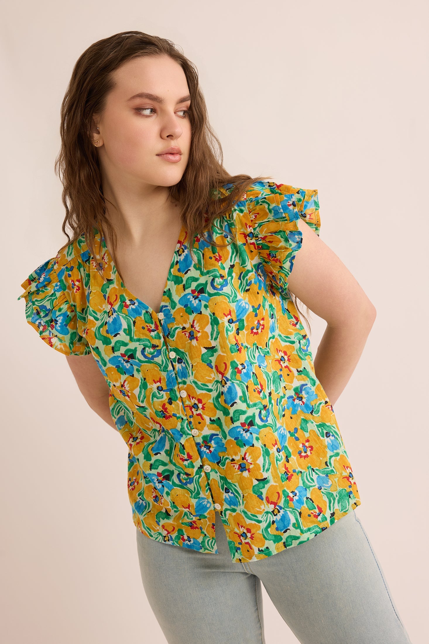 Leilani Floral Pattern Top In Yellow
