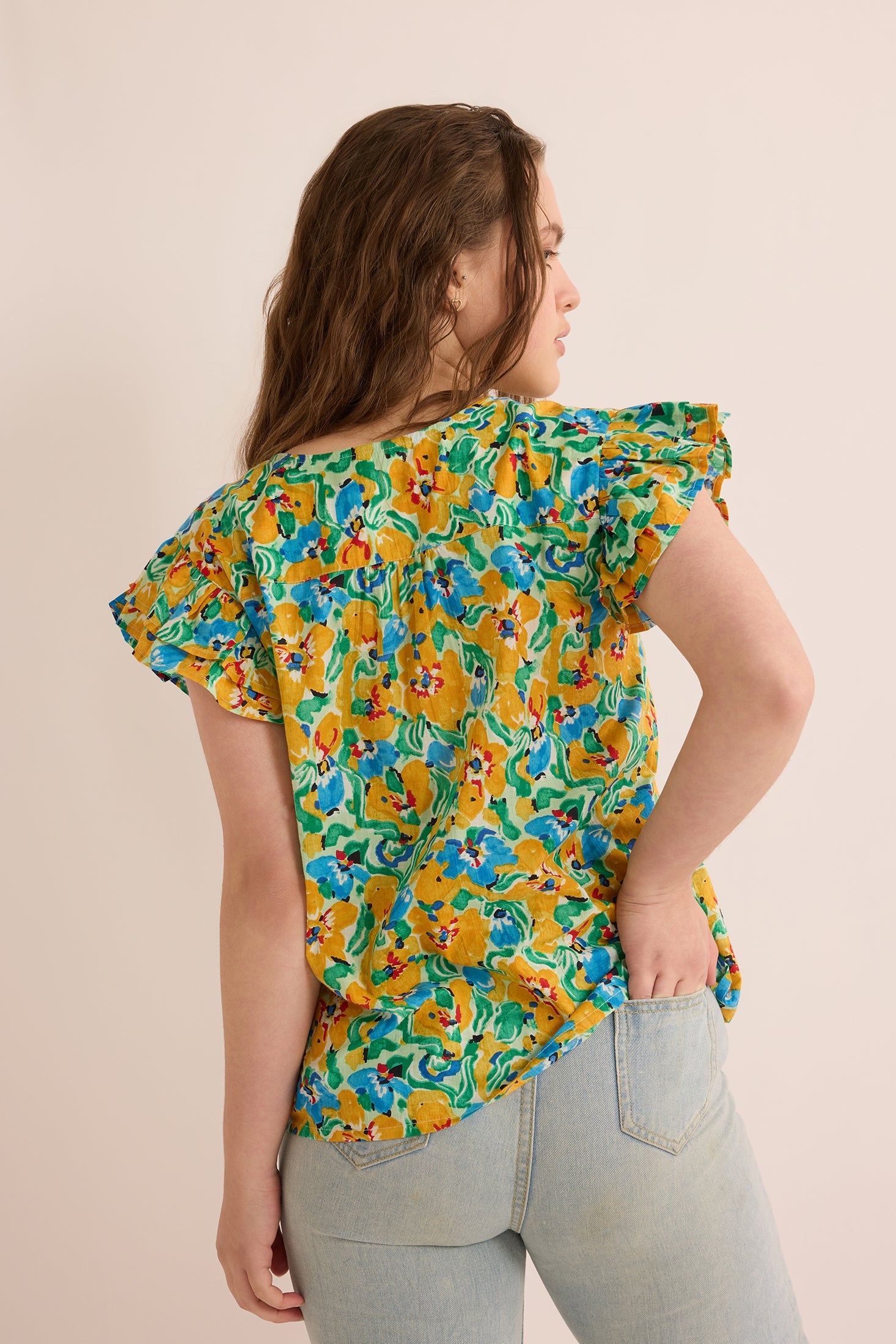 Leilani Floral Pattern Top In Yellow