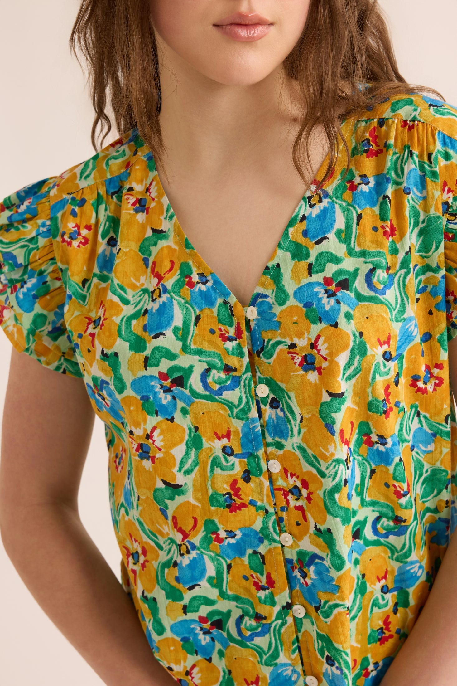 Leilani Floral Pattern Top In Yellow