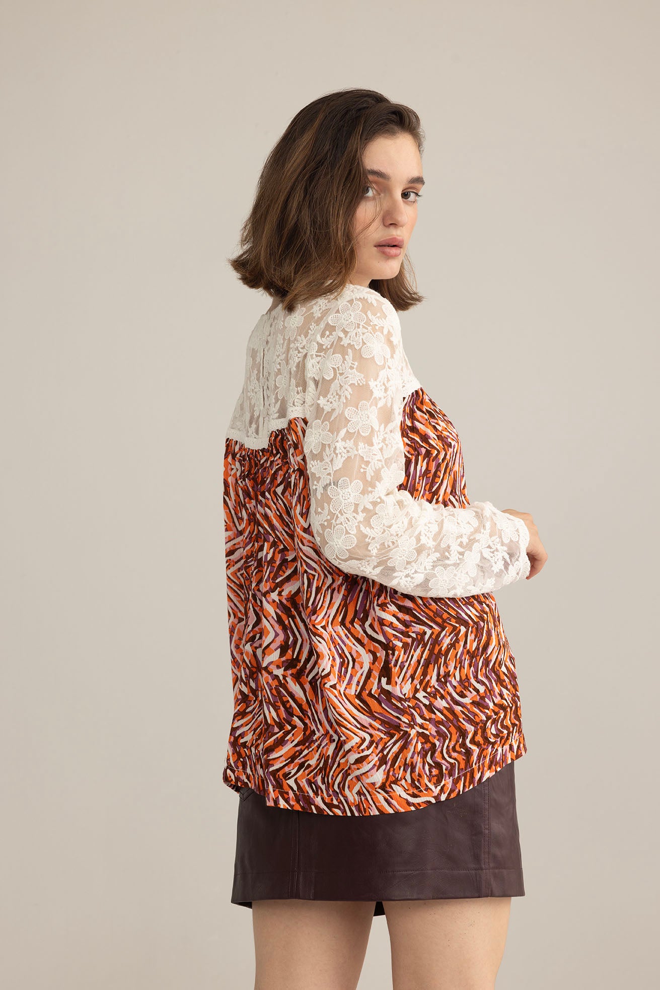 Tigerlily Lace Top in Multicolor Print