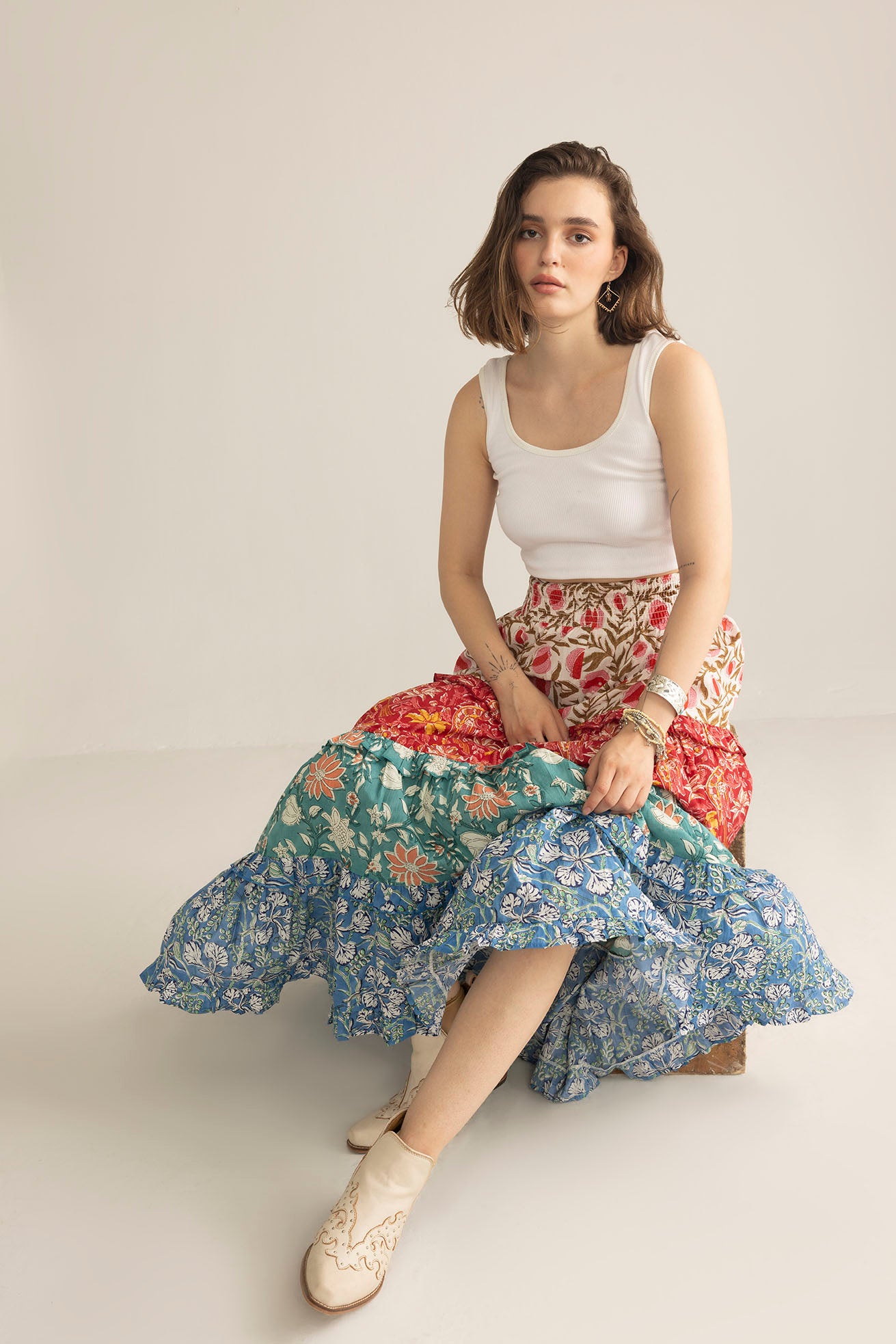 Kismet Patchplay Skirt in Poppy Bloom