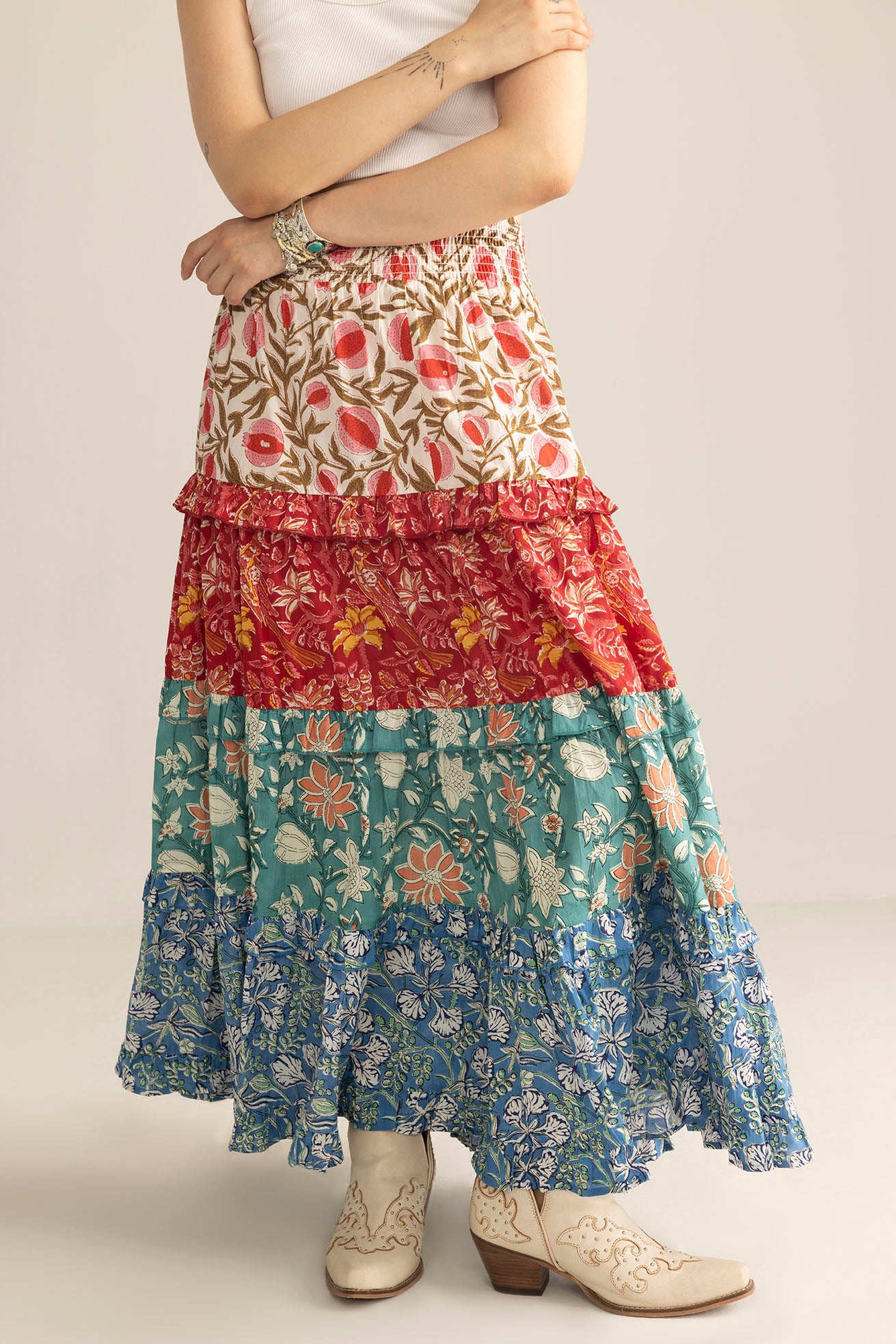 Kismet Patchplay Skirt in Poppy Bloom