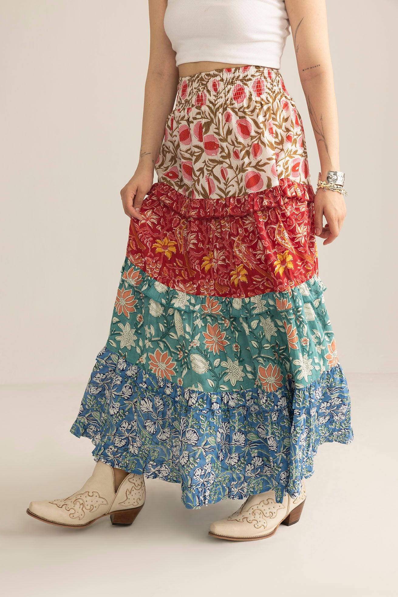 Kismet Patchplay Skirt in Poppy Bloom