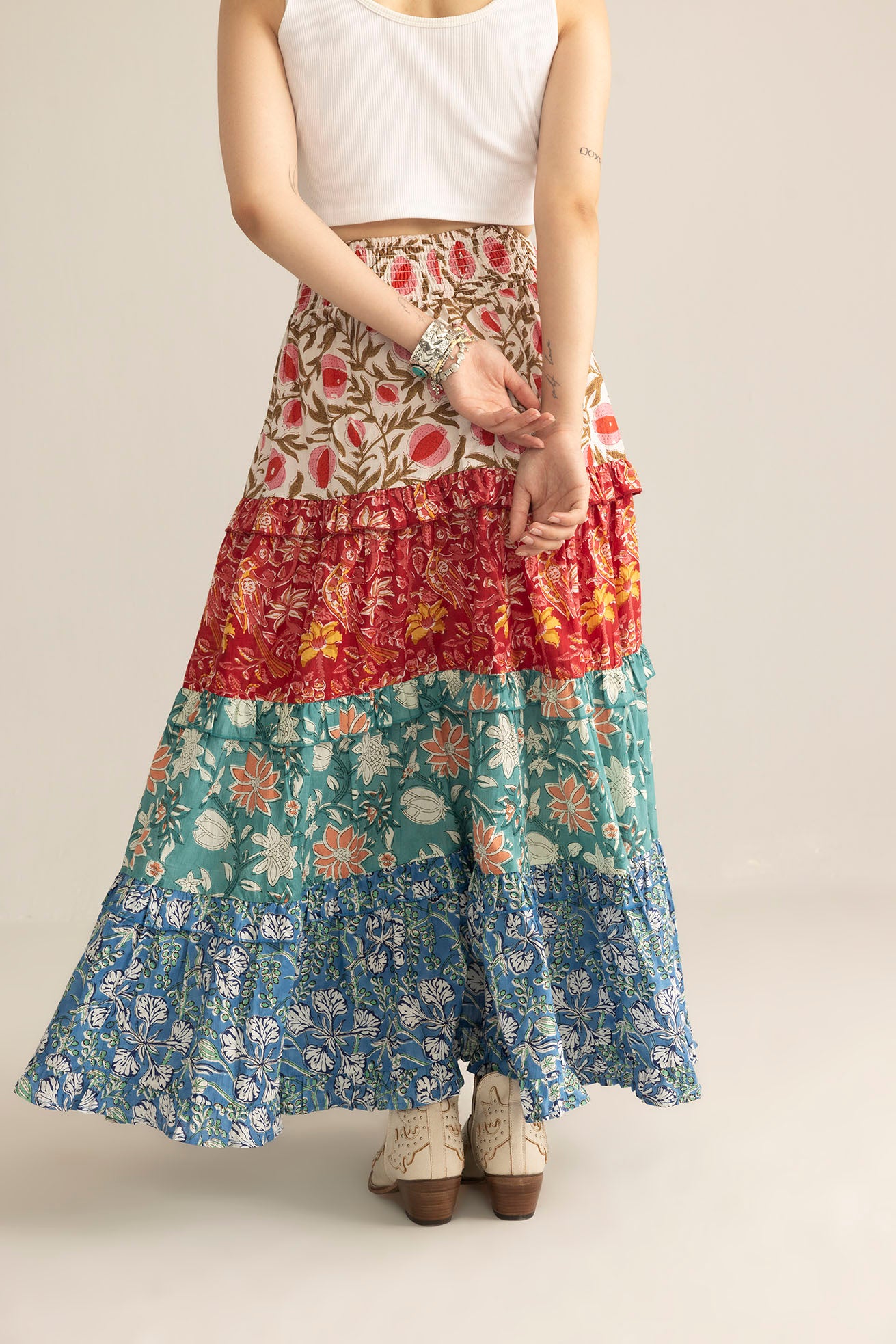 Kismet Patchplay Skirt in Poppy Bloom