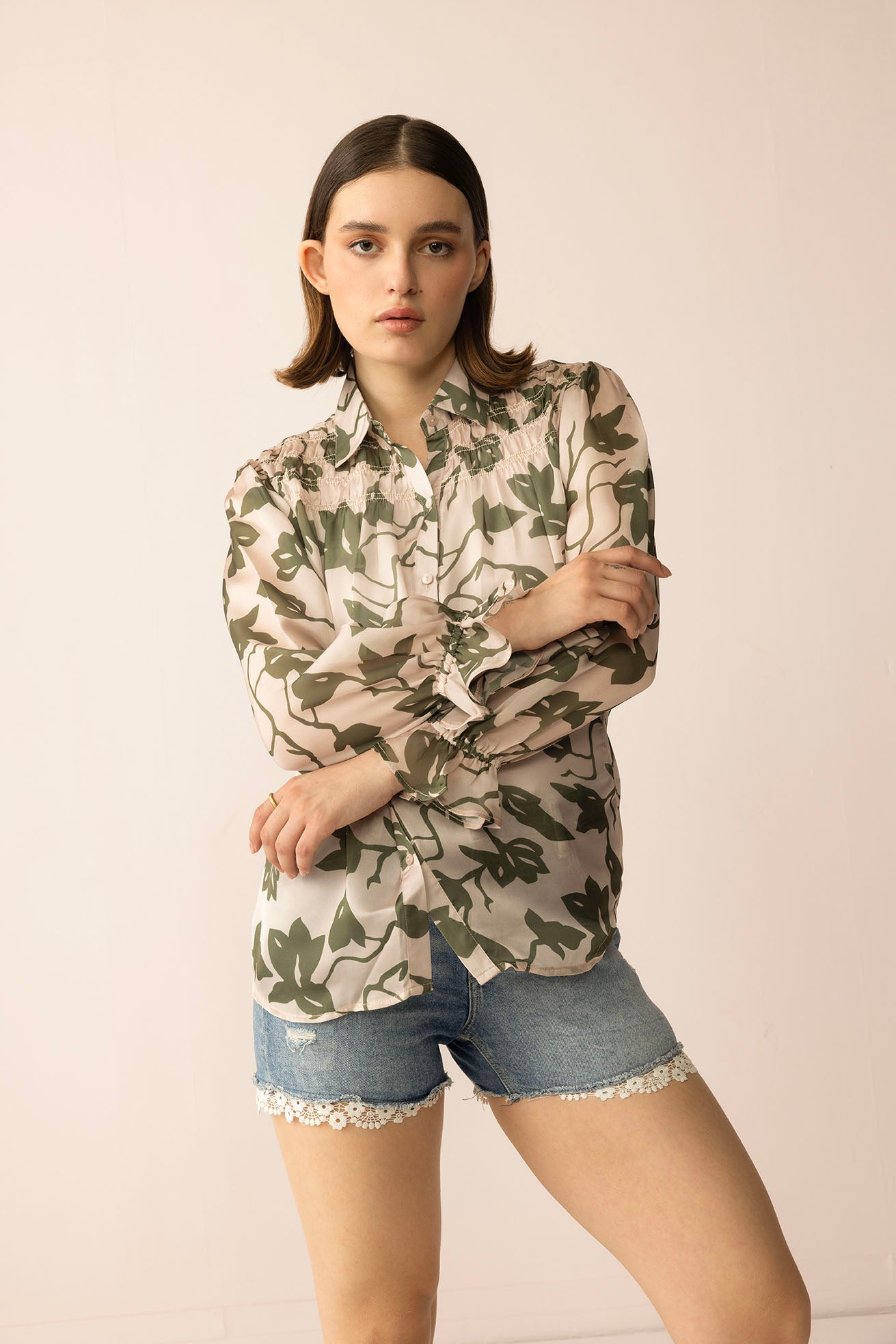 Forest Muse Printed Top in Olive Bloom