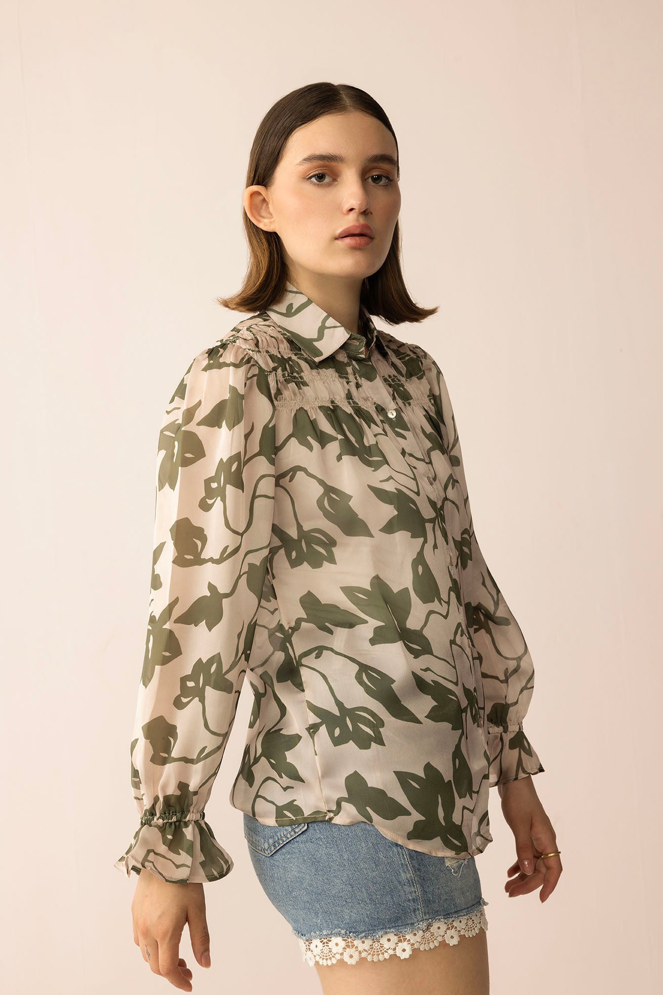 Forest Muse Printed Top in Olive Bloom