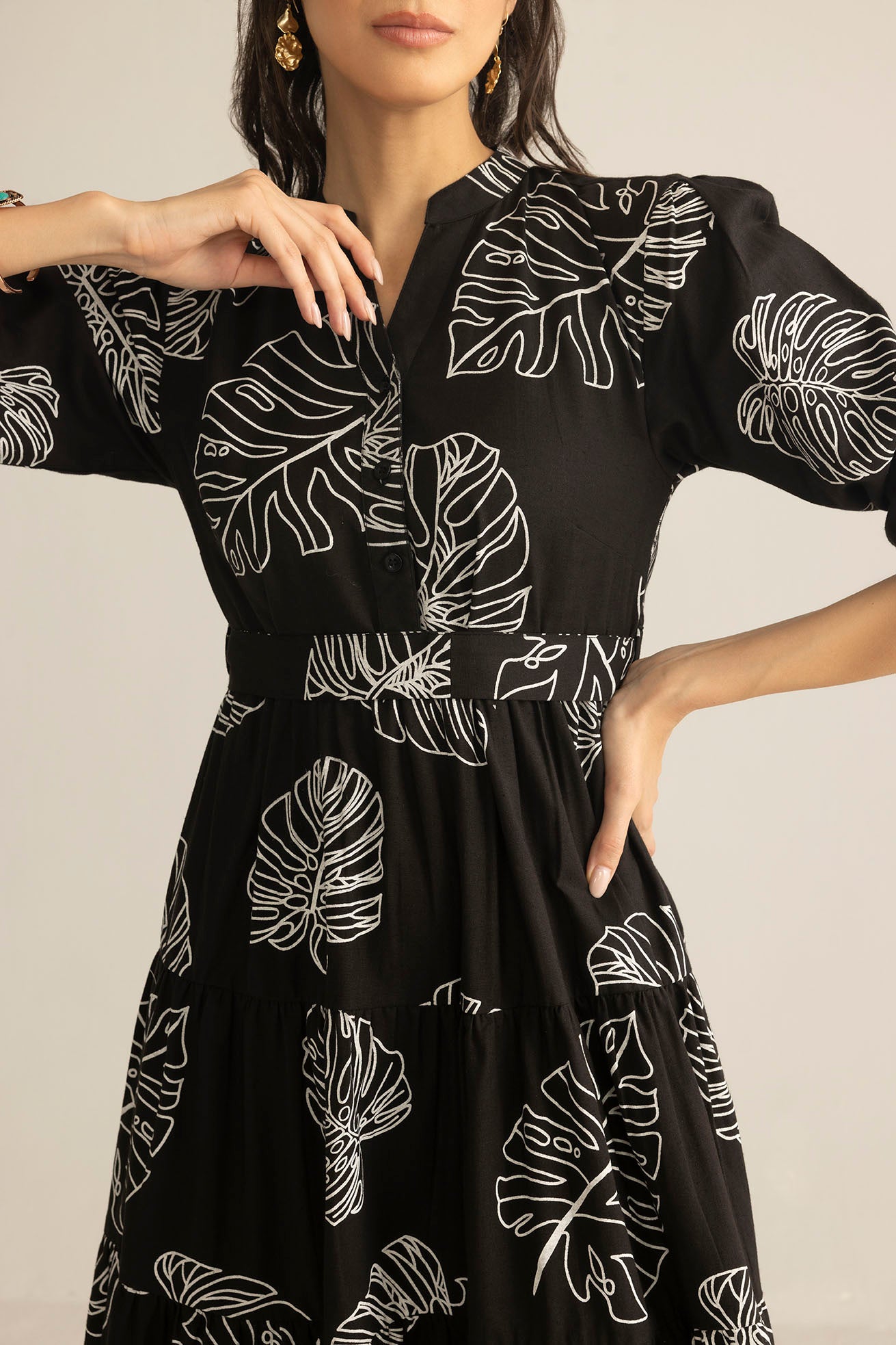 Botanica Moon Maxi Dress in Shadow Black