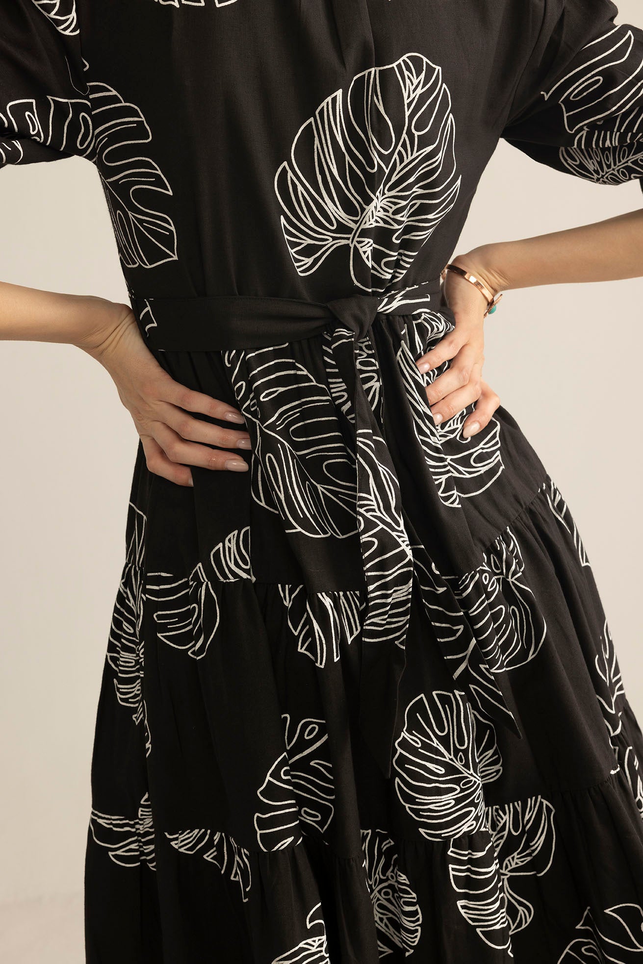 Botanica Moon Maxi Dress in Shadow Black