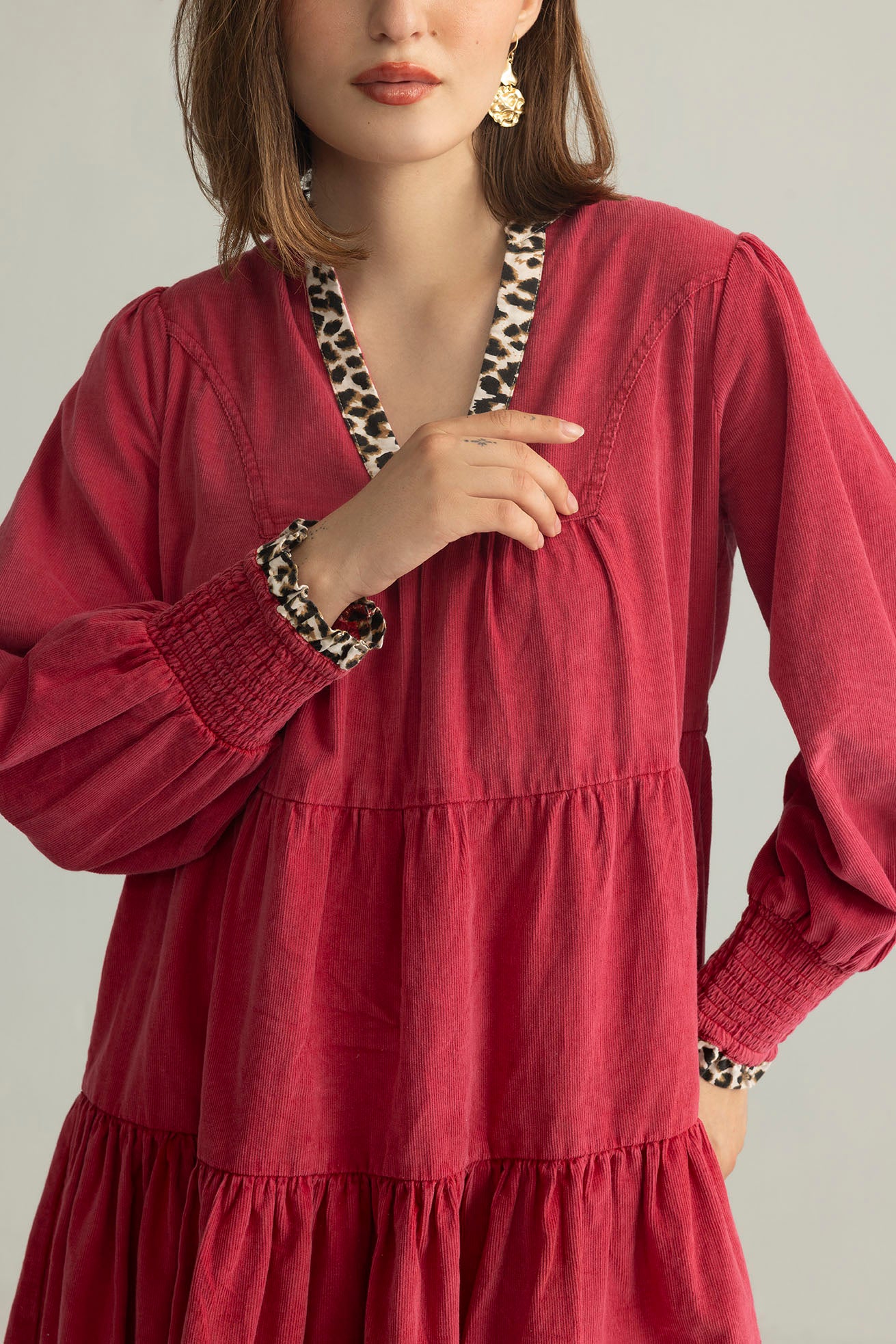 Pink Prowler Corduroy Dress in Panther Pink