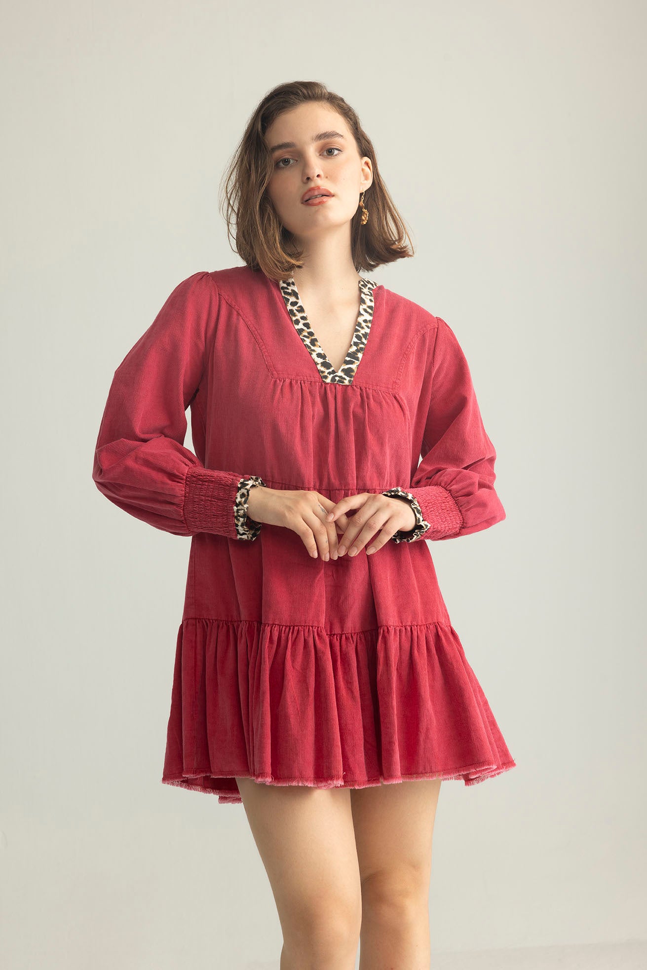 Pink Prowler Corduroy Dress in Panther Pink