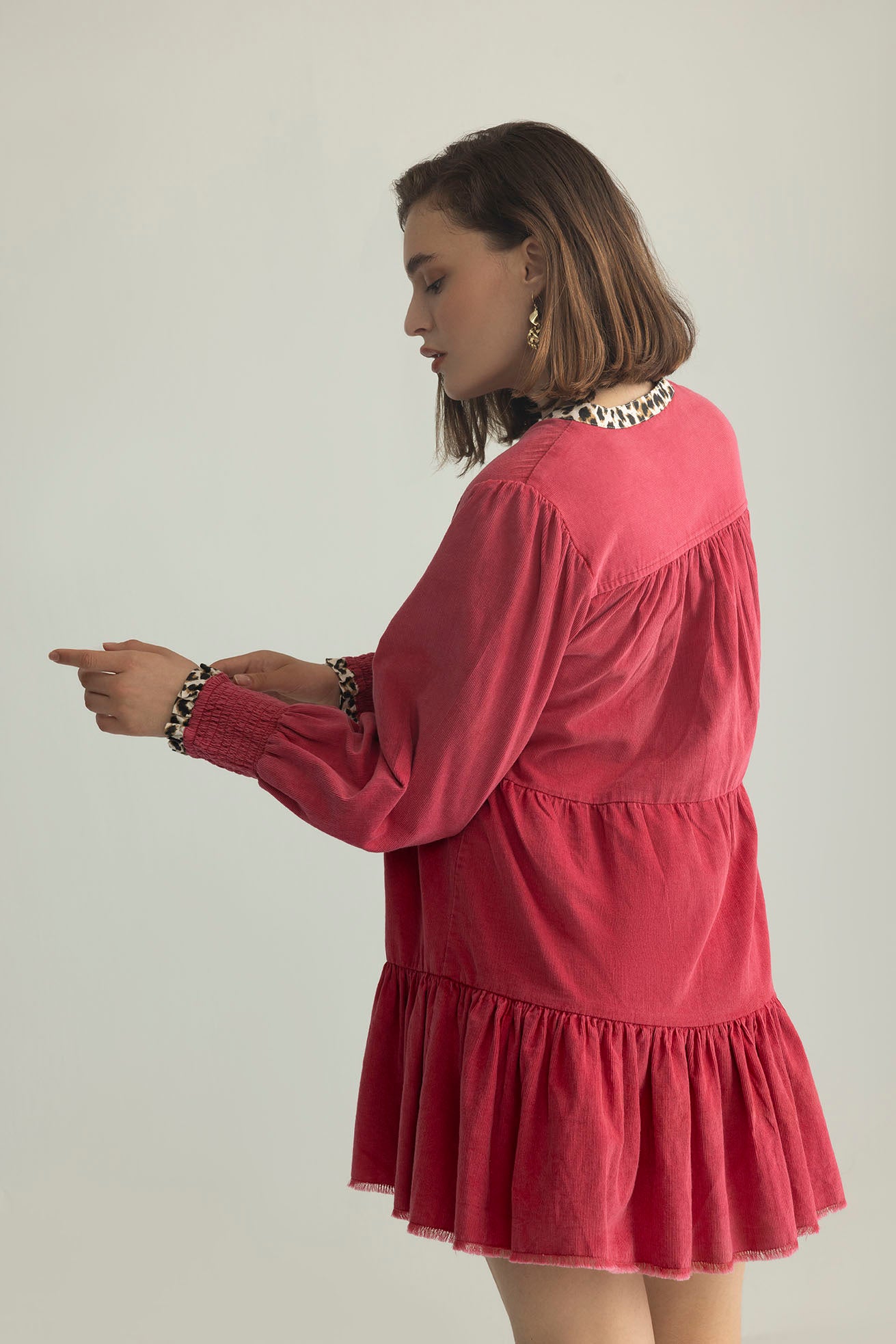 Pink Prowler Corduroy Dress in Panther Pink