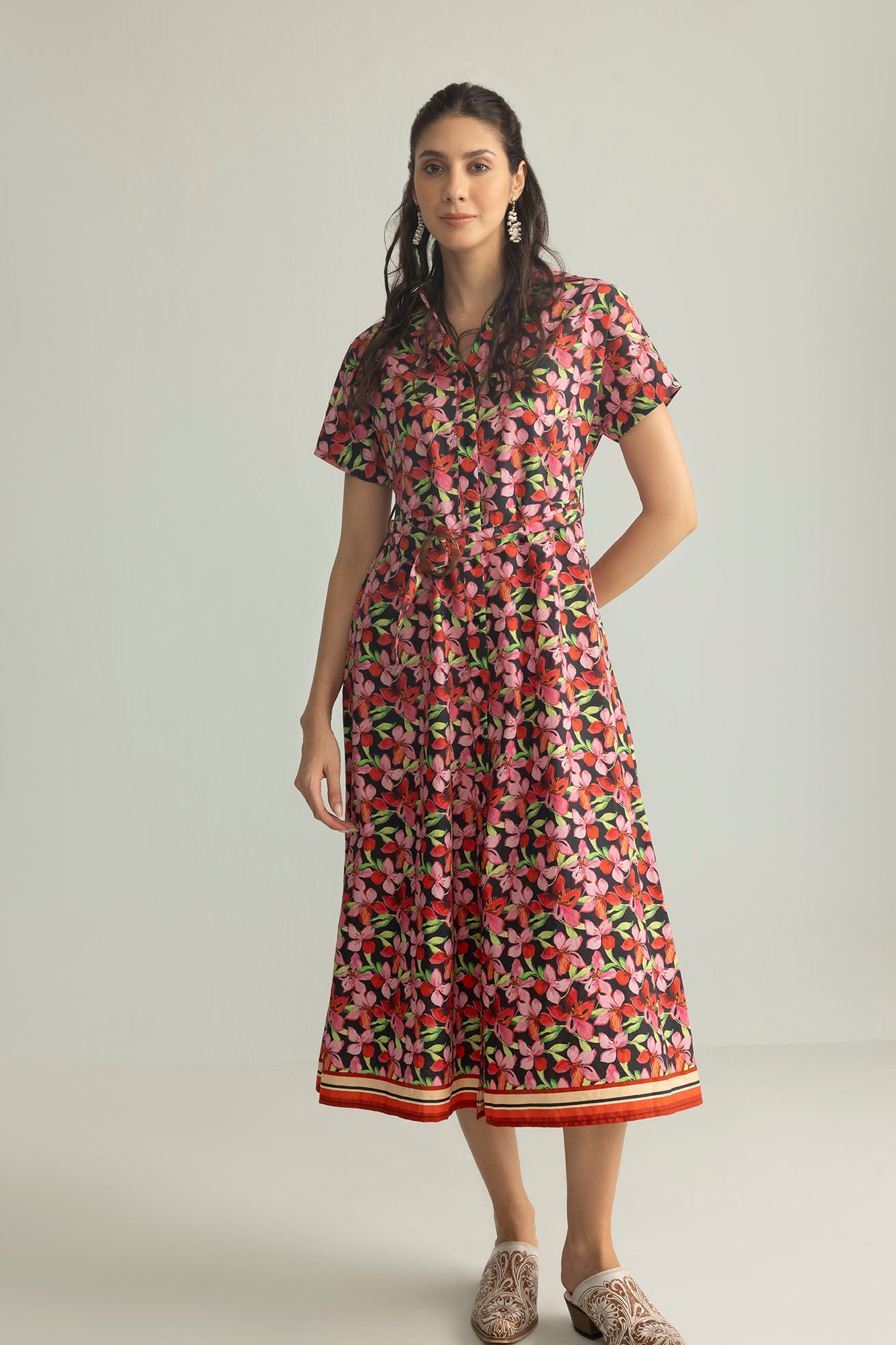 Hibiscus Rush Shirt Dress in Bloom Pink