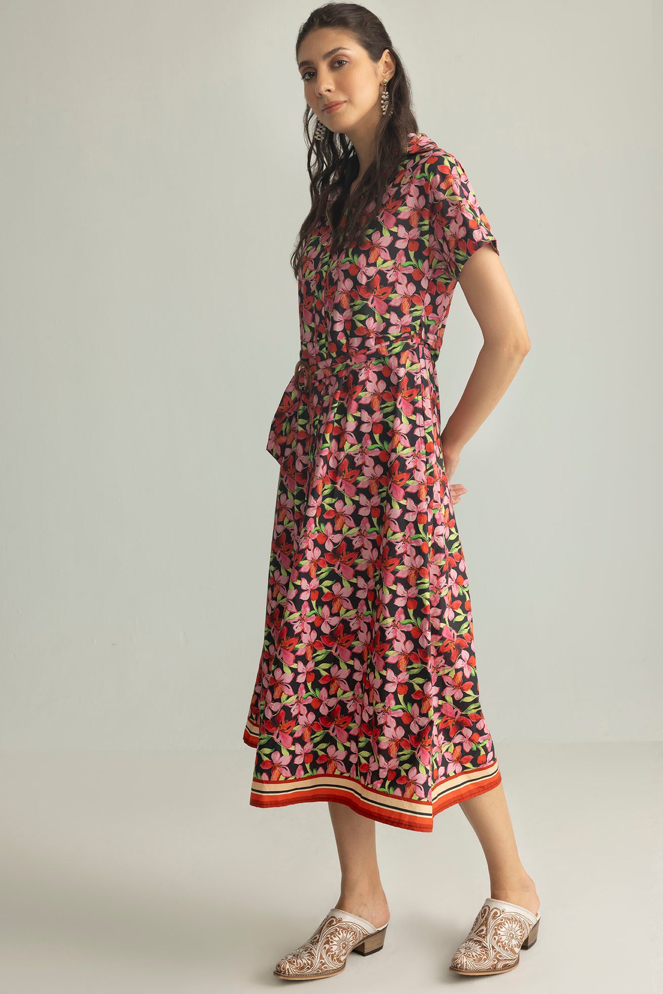 Hibiscus Rush Shirt Dress in Bloom Pink