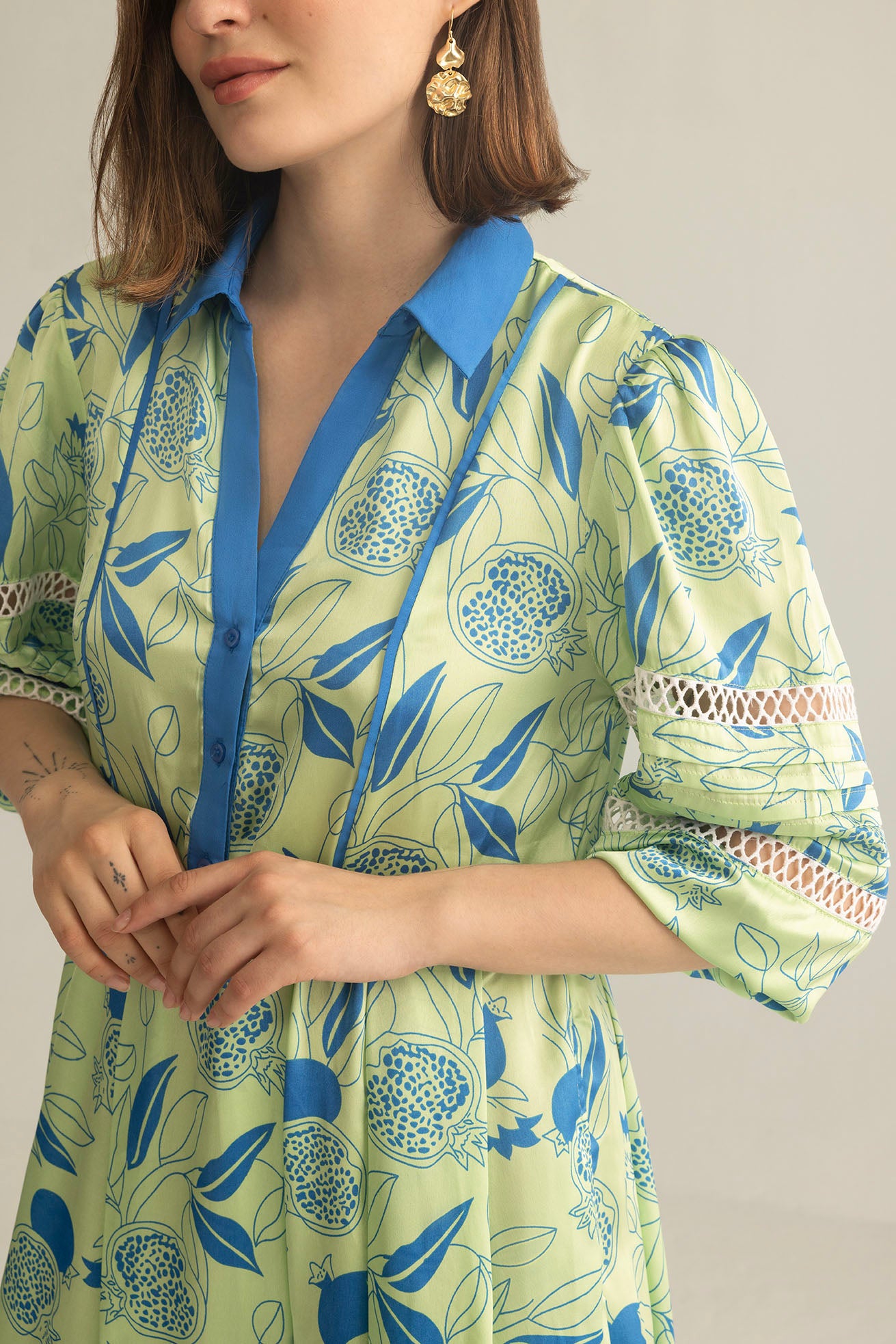 Sweet Syllable Shirt Dress in green