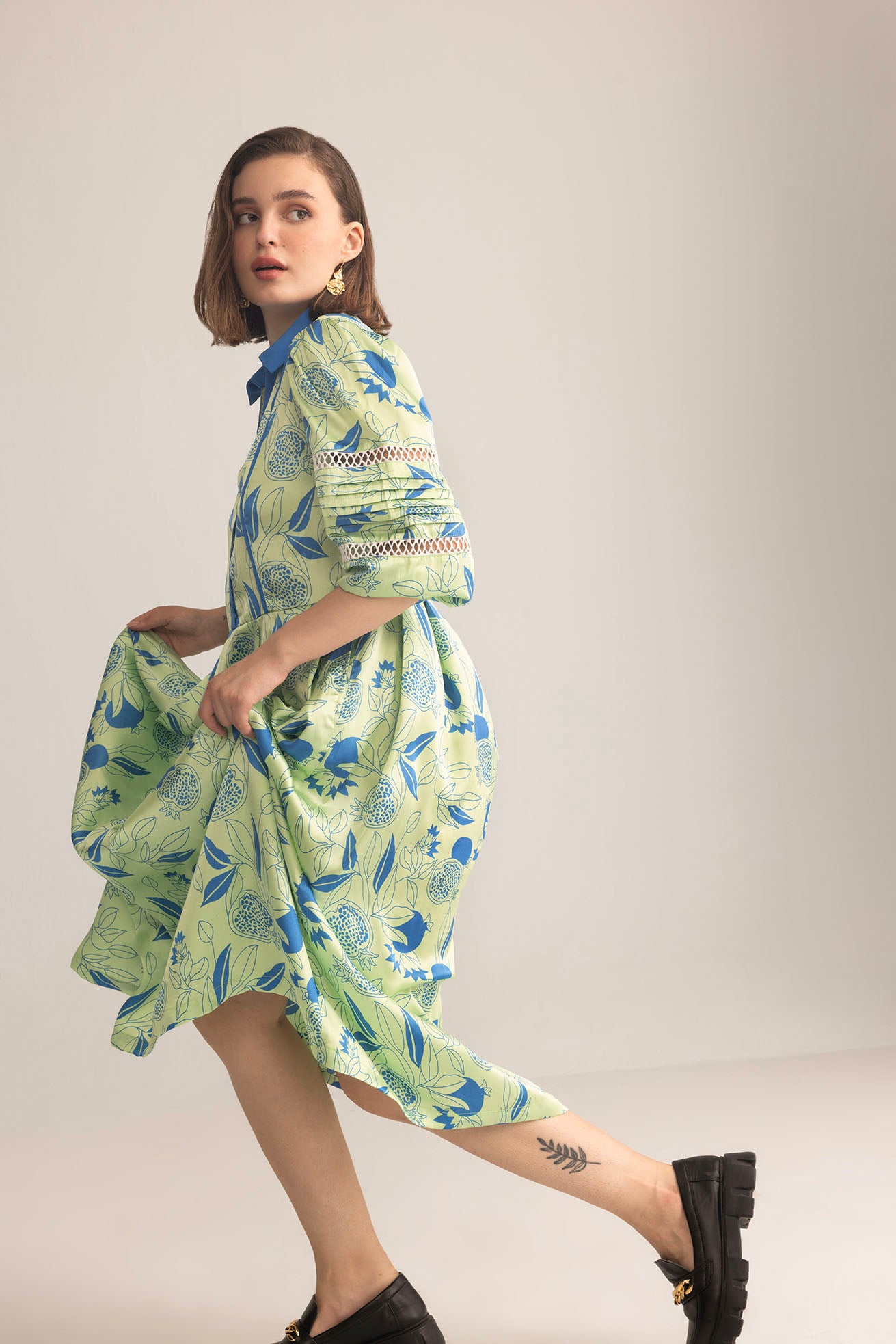 Sweet Syllable Shirt Dress in green