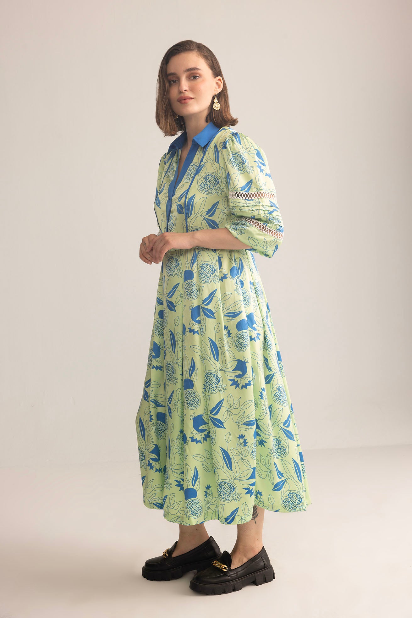 Sweet Syllable Shirt Dress in green