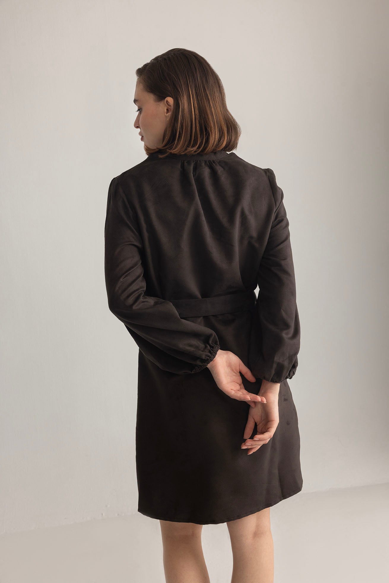 Raven March Shirt Dress in Metal Black