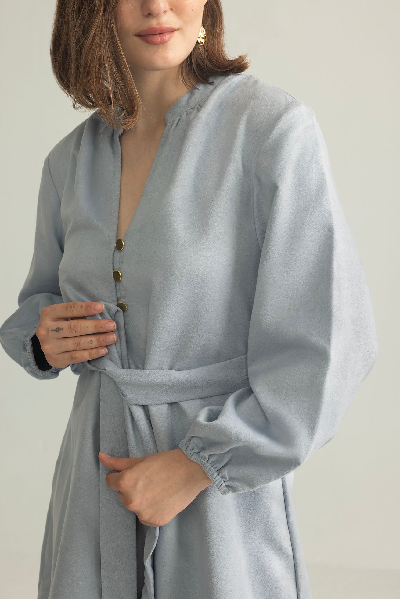 Raven March Shirt Dress in Light Grey