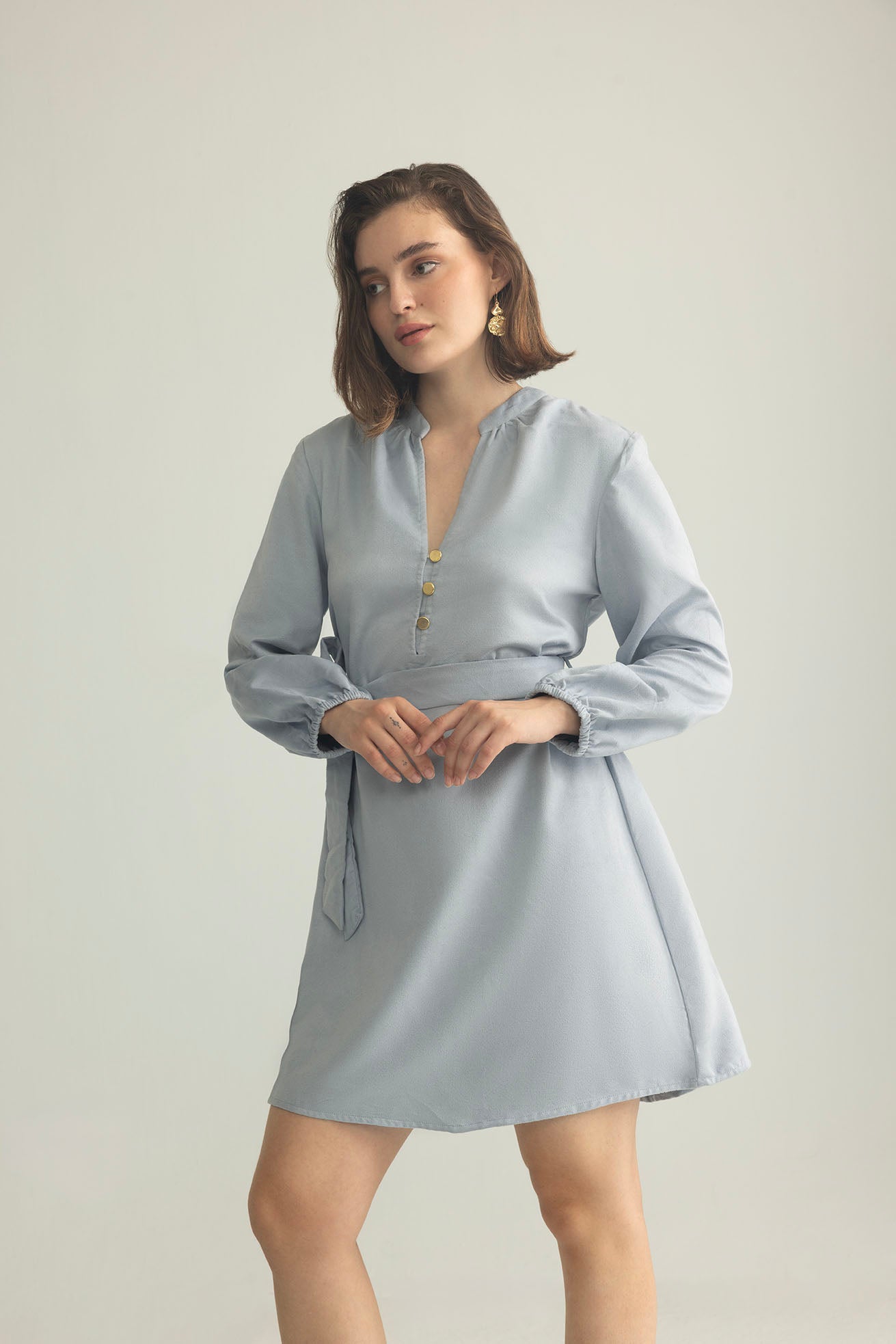 Raven March Shirt Dress in Light Grey
