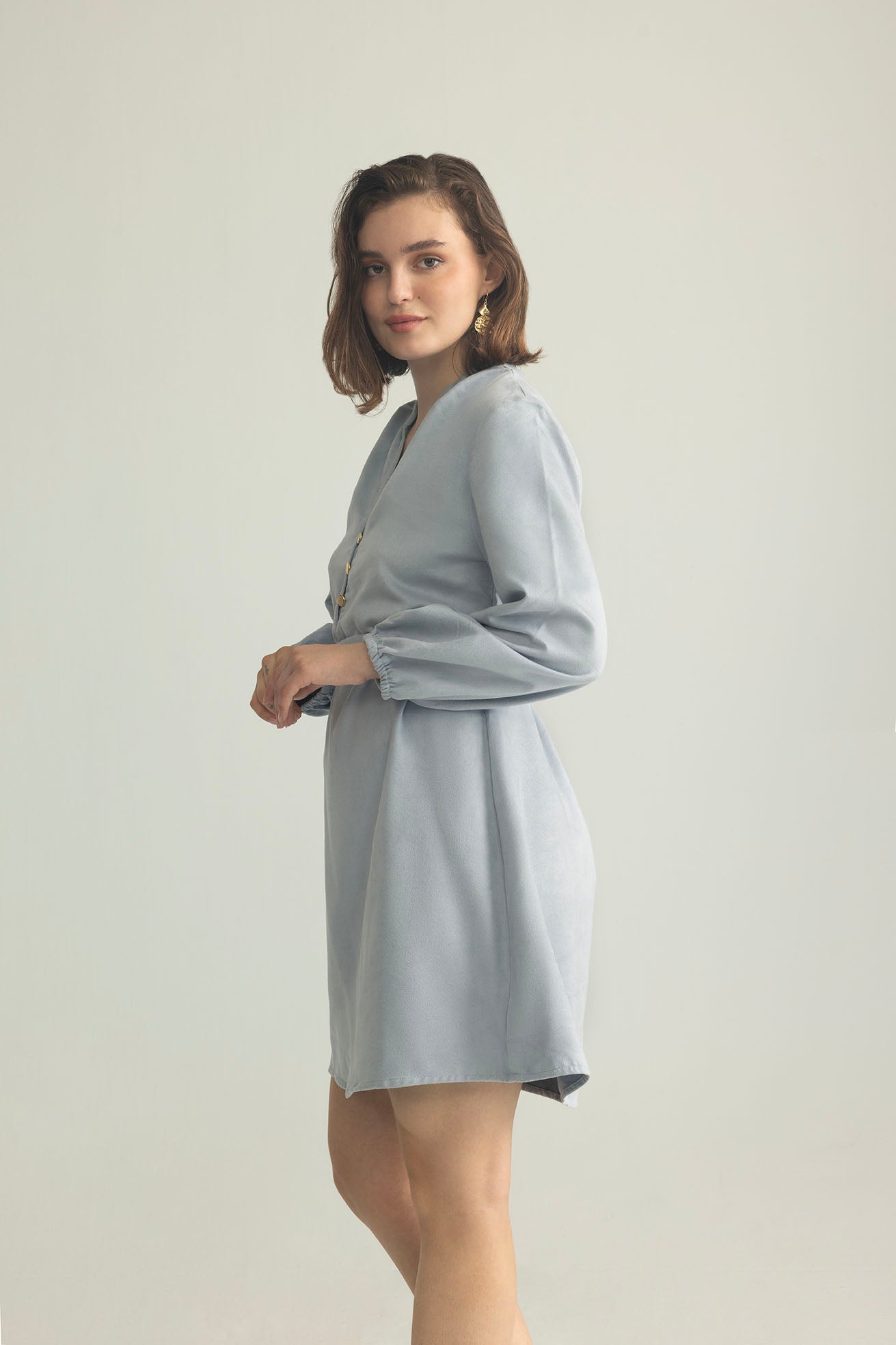 Raven March Shirt Dress in Light Grey