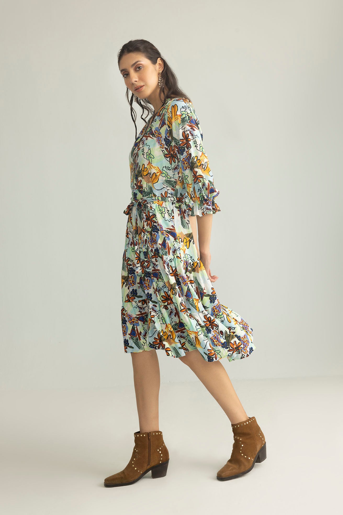 ArtHaus Garden Shirt Dress in Coral Bloom