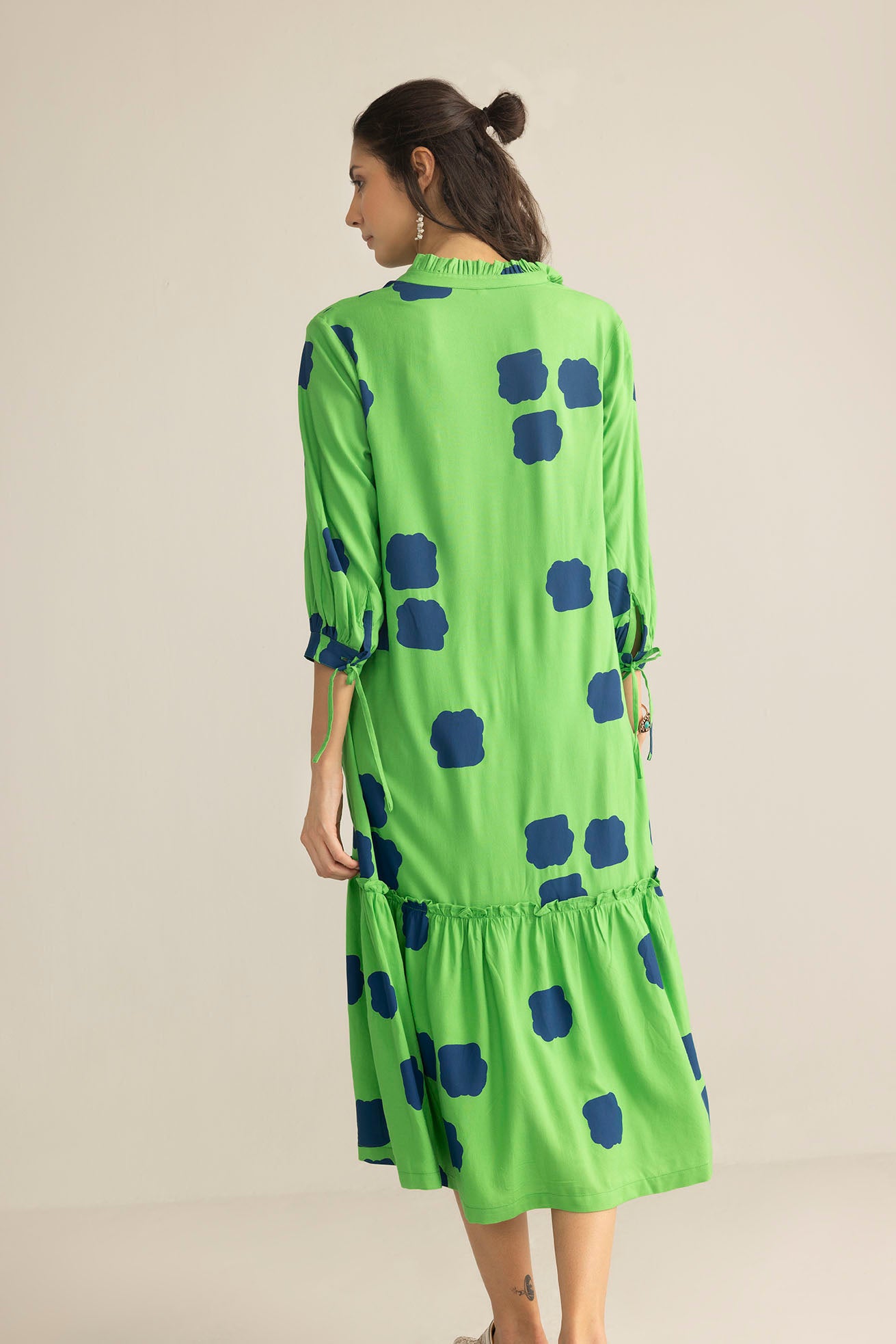 Abstract Eden Long Dress in Neon Green