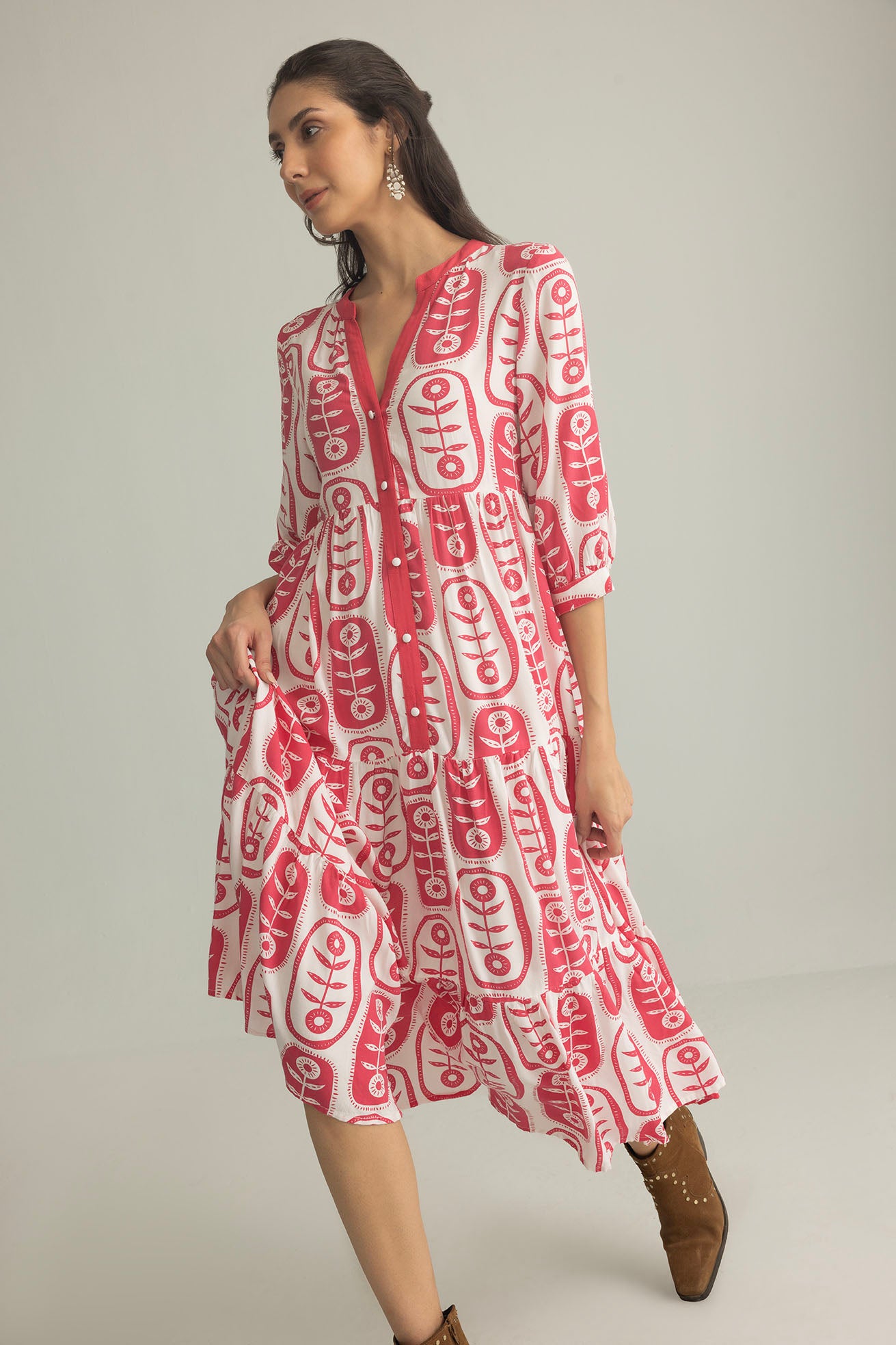 The Herbarium Long Dress in Ivory Pink